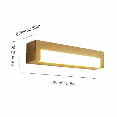 Lampy ścienne LED do sypialni, ze stałym okablowaniem, imitacja drewna wykończenie, 3 tryby kolorów, oświetlenie sypialni, salonu i lustra, metalowa lampa ścienna