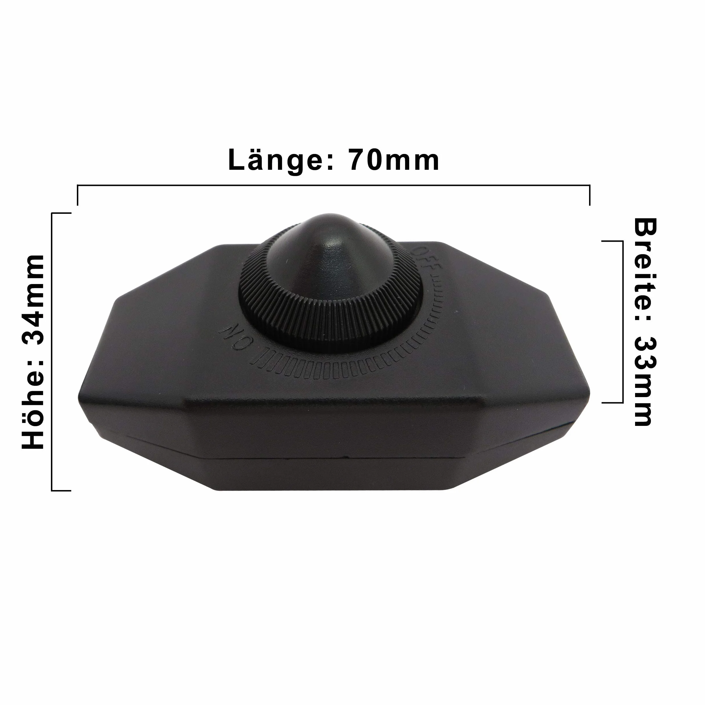 Ściemniacz LED 1-60 W z kablem o długości 2 m (wtyczka + gniazdo), bezstopniowe ściemnianie/ściemnianie (żyłowy ściemniacz obrotowy) do żarówek LED – przełącznik ściemniacza pośredniego (czarny)