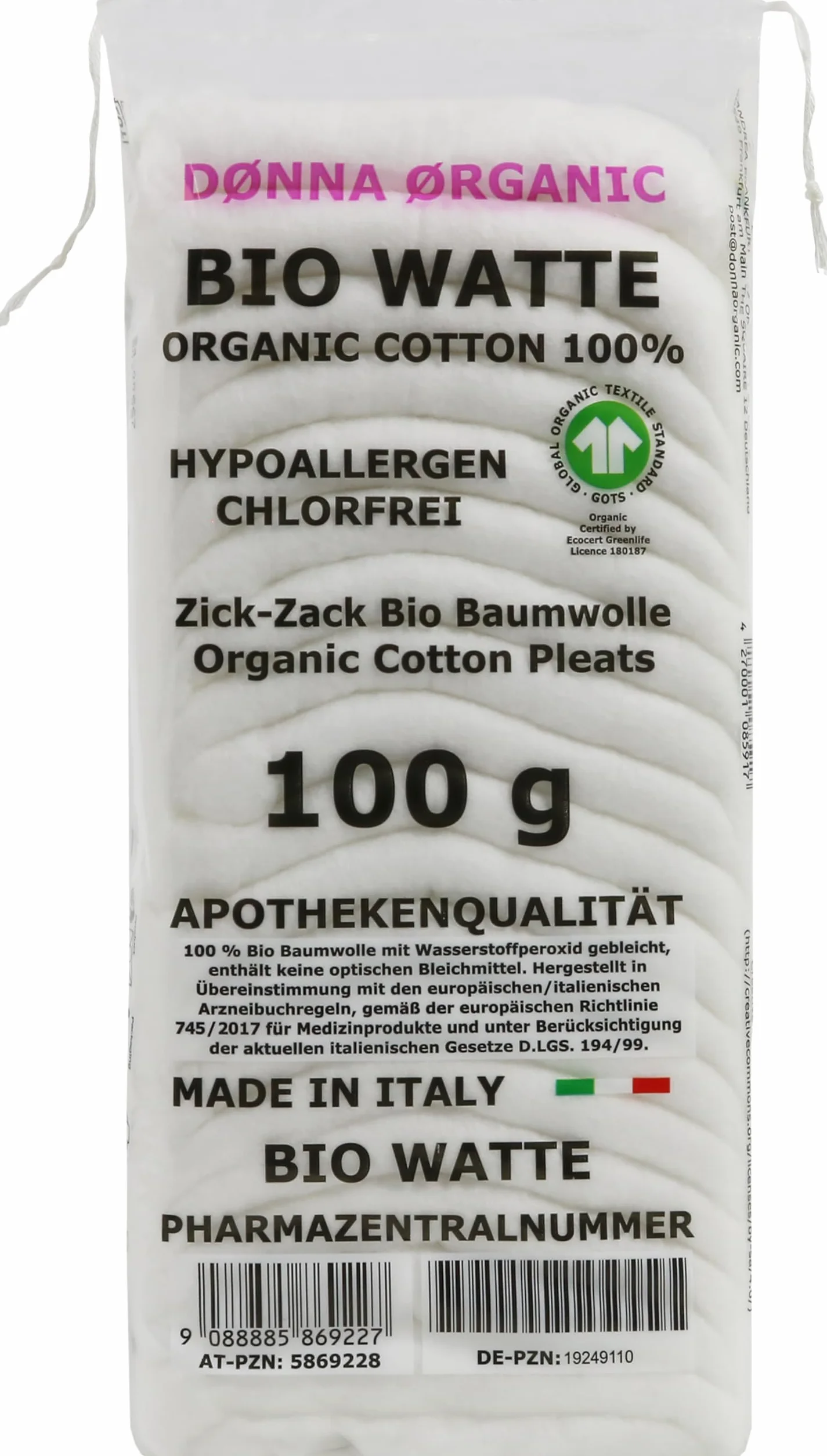 Bio wata zygzak 100% bawełna ekologiczna GOTS 100 g Dønna Ørganic