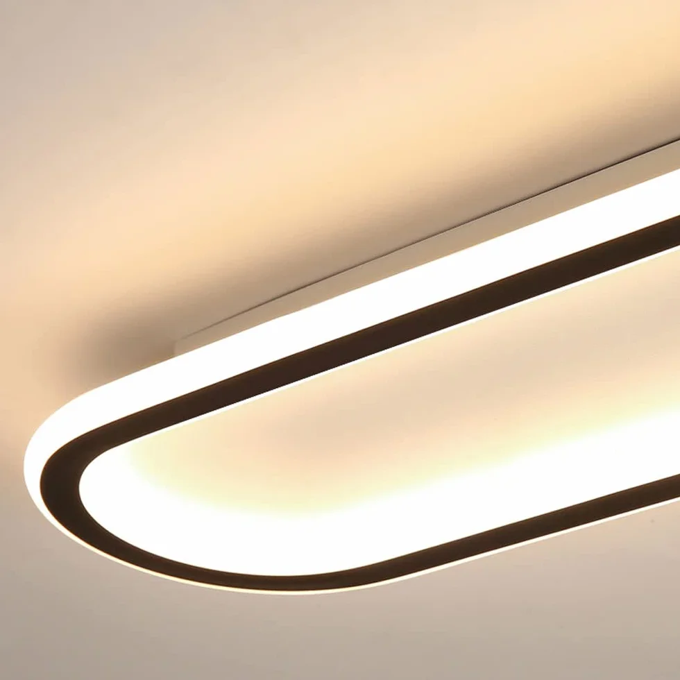 prostokątna lampa sufitowa LED do montażu podtynkowego - nowoczesny liniowy złoto-czarny design do łazienki, kuchni, jadalni, przedpokoju, biura, korytarza, werandy