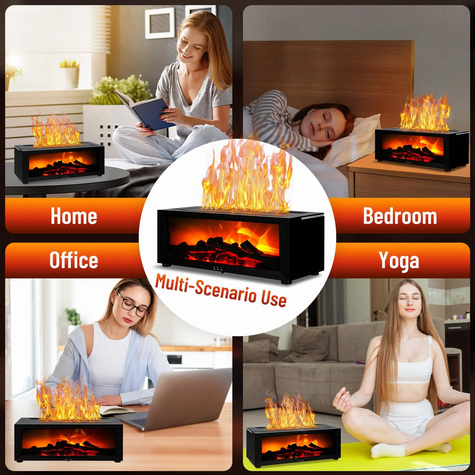 3D Flame Aroma Diffuser – 150 ml, cichy nawilżacz z pilotem zdalnego sterowania, dyfuzor kominkowy, 7-kolorowe oświetlenie LED, lampka nocna do sypialni, do domu, do biura, pomysł na prezent