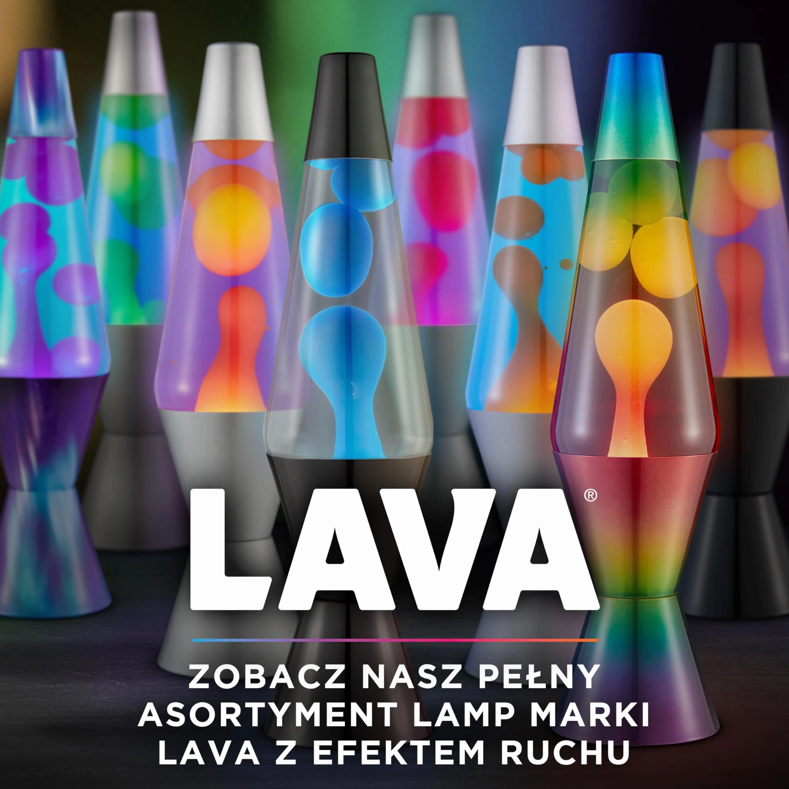 LAVA® - Lampa Lava 2323, żółty wosk, fioletowa ciecz, czarna podstawa i czapka, oryginalna 14,5 cal lampa ruchowa marki LAVA®