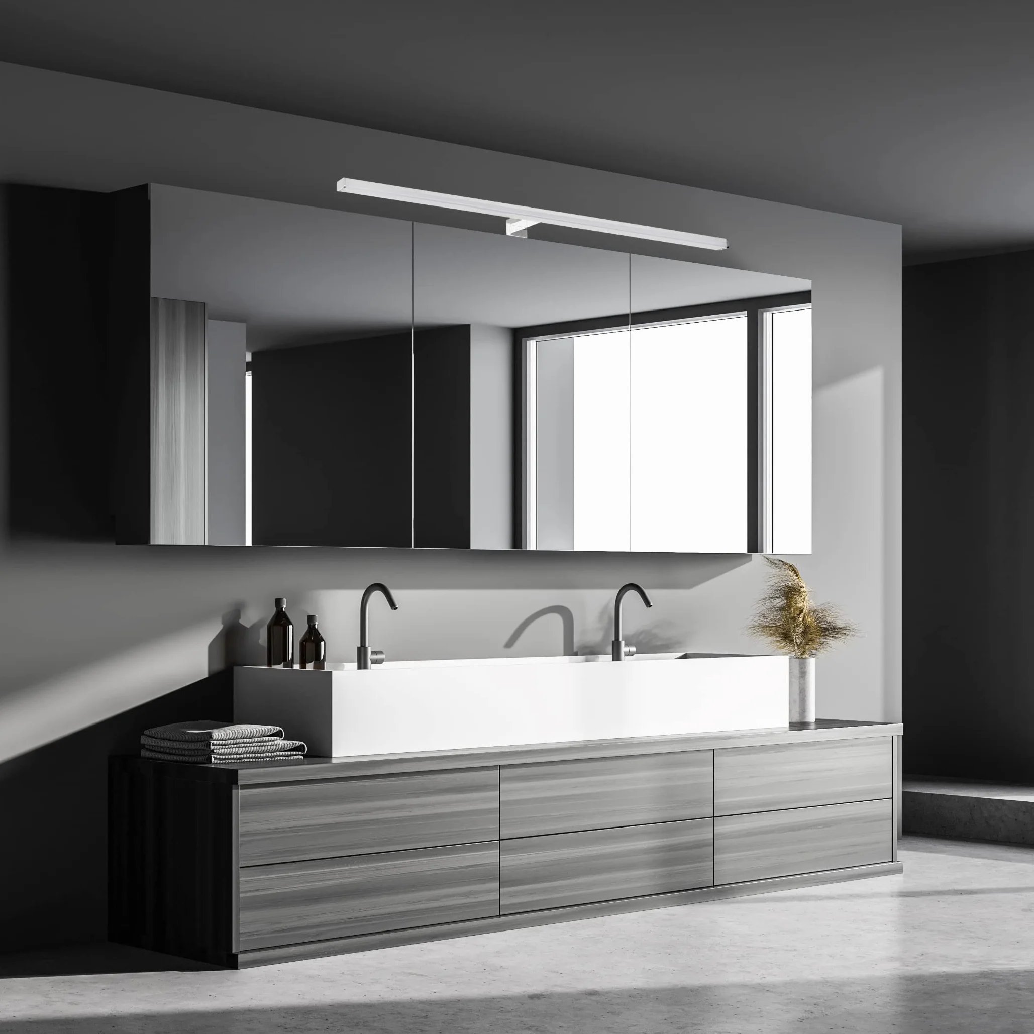 SEBSON® lampa LED do lustra, łazienka, 80cm, lampa montażowa + lampa zaciskowa, neutralna biel 4000 K, 780x98x44mm, 15W 1300lm, aluminium, oświetlenie do wykonywania makijażu