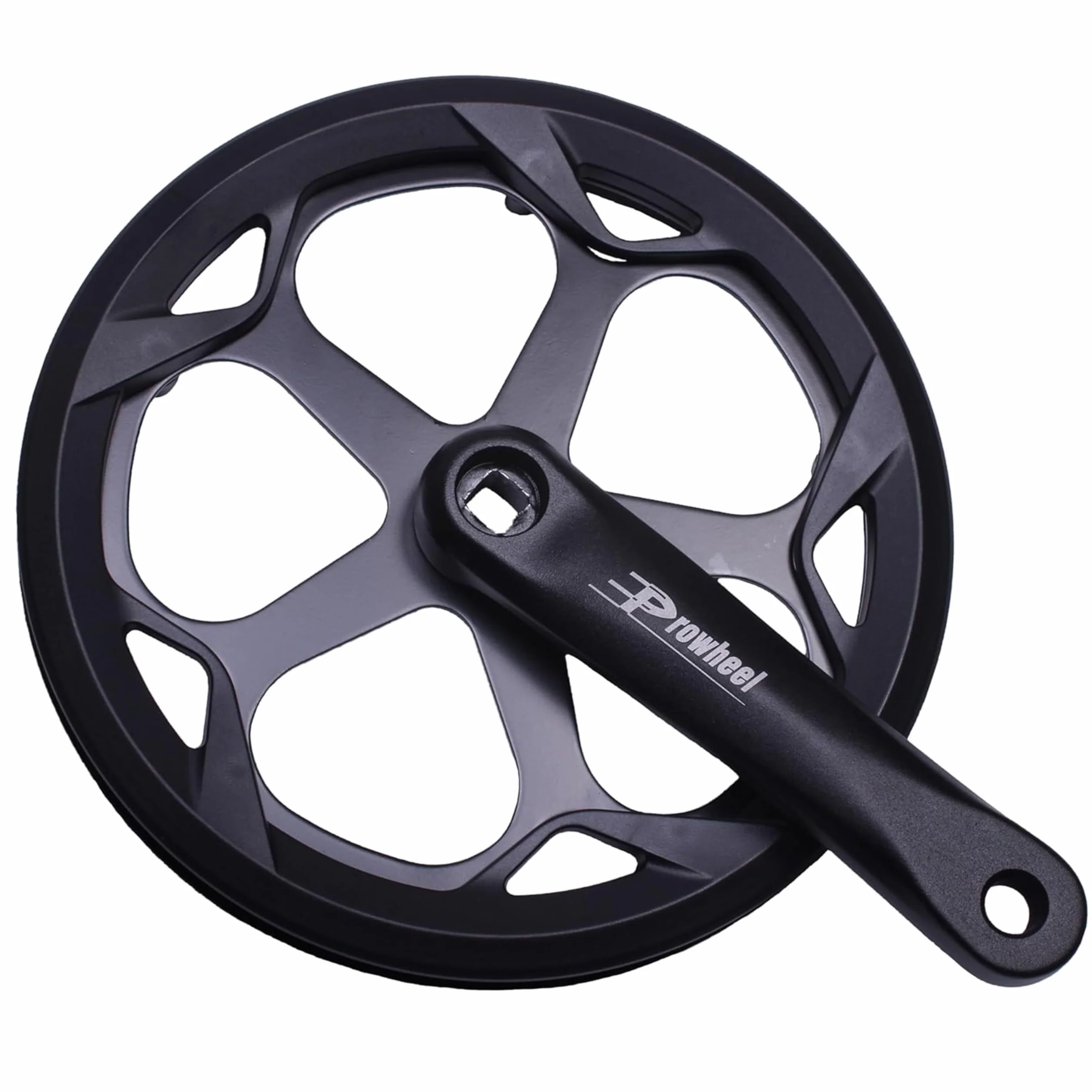 PROWHEEL Korba rowerowa, 152 mm/160 mm/165 mm/170 mm/175 mm, 46T/48T/52T, stalowy zestaw ramienia korby rowerowej, podwójne koło łańcuchowe i zapasowa osłona łańcucha, kompatybilny z rowerem miejskim,