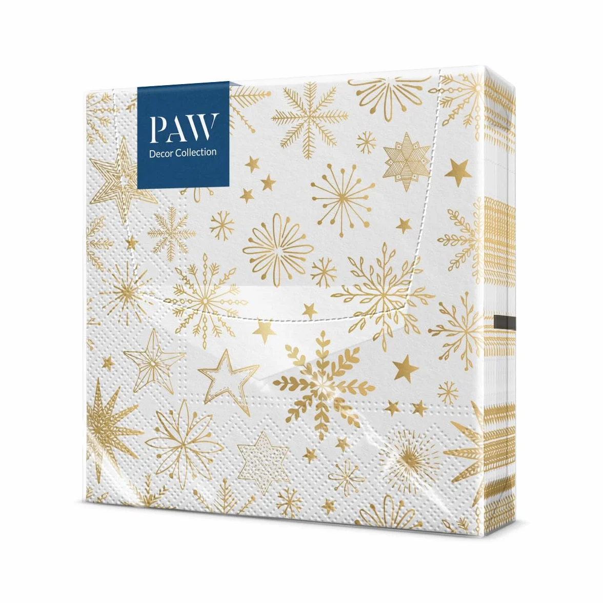 PAW - Serwetki 3-warstwowe (33 x 33 cm) I 20 sztuk I Idealne na Boże Narodzenie, zimę, święta, Wigilia, dekoracja stołu, zimowe serwetki papierowe - błyszczące płatki śniegu I Shiny Snowflakes