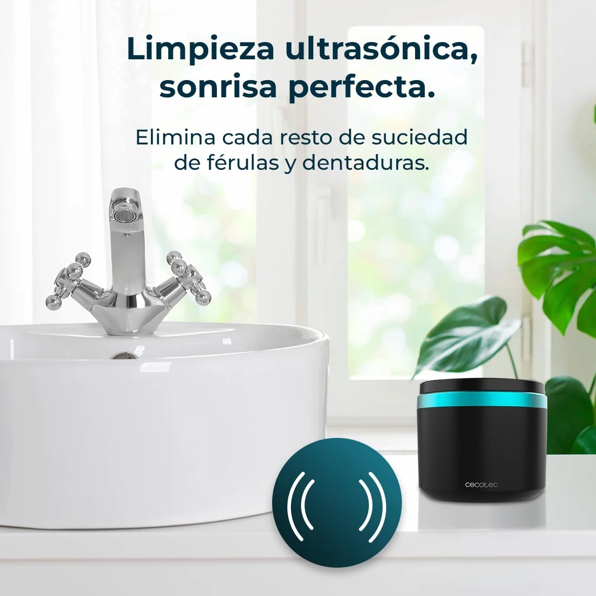 Cecotec ToothCare EasyClean Ultradźwiękowy środek czyszczący do czyszczenia ultradźwiękowego wibracji, światła UV, zbiornik 200 ml, wyniki w 5 min, wewnętrzny kosz ochronny