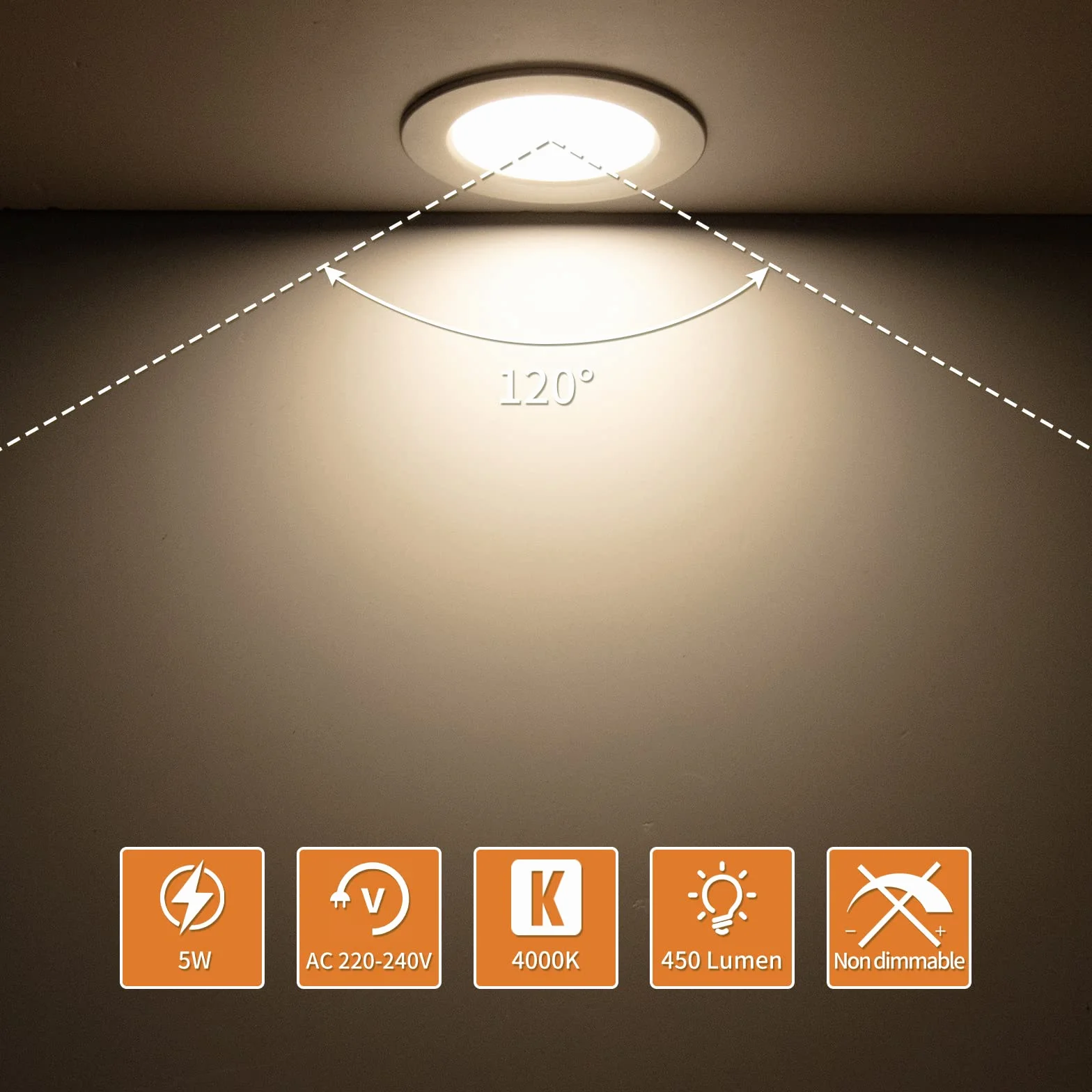 Tomosu Oprawy sufitowe do sufitu, naturalna biel, 4000 K, 5 W, oświetlenie sufitowe, 450 lm, cięcie Ø 75-90 mm, ultra cienkie, wpuszczane lampy sufitowe do łazienki, nieściemniane, 10 sztuk