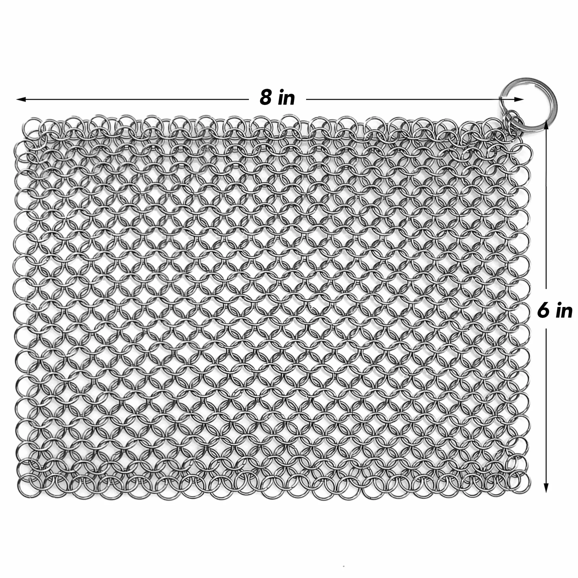 TOPULORS Żeliwna patelnia do czyszczenia Chainmail szczotka do czyszczenia z pierścieniem wiszącym do żeliwnej patelni, patelnia do grillowania, grille do grillowania i inne naczynia do gotowania - kwadrat 18 x 18 cm