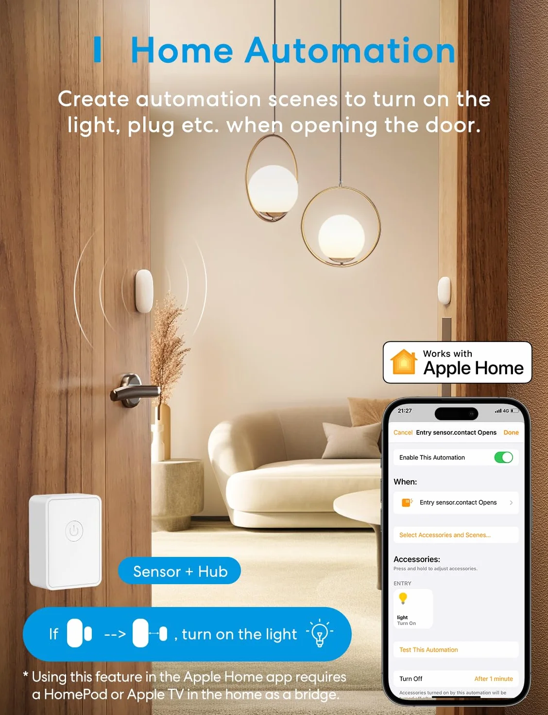 Meross inteligentny Detector do drzwi i okien (z HUB), Mini WiFi czujnik drzwi i okien, kompatybilny z Apple Home, Alexa i Google Home, Alarm antykradzieżowy do automatyki domowej