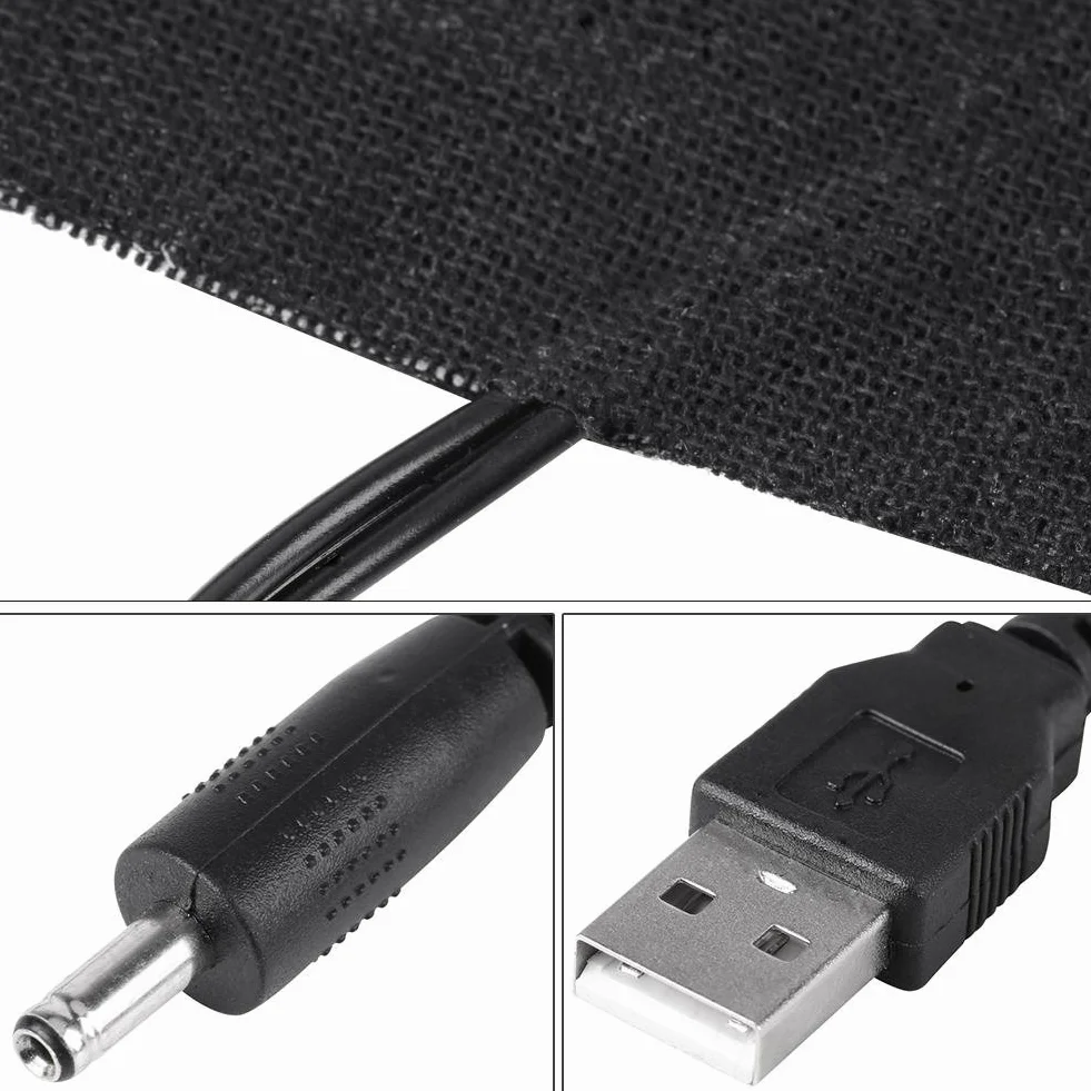 Mata grzewcza USB 5V 1 para Czarny elektryczny element grzewczy z włókna węglowego
