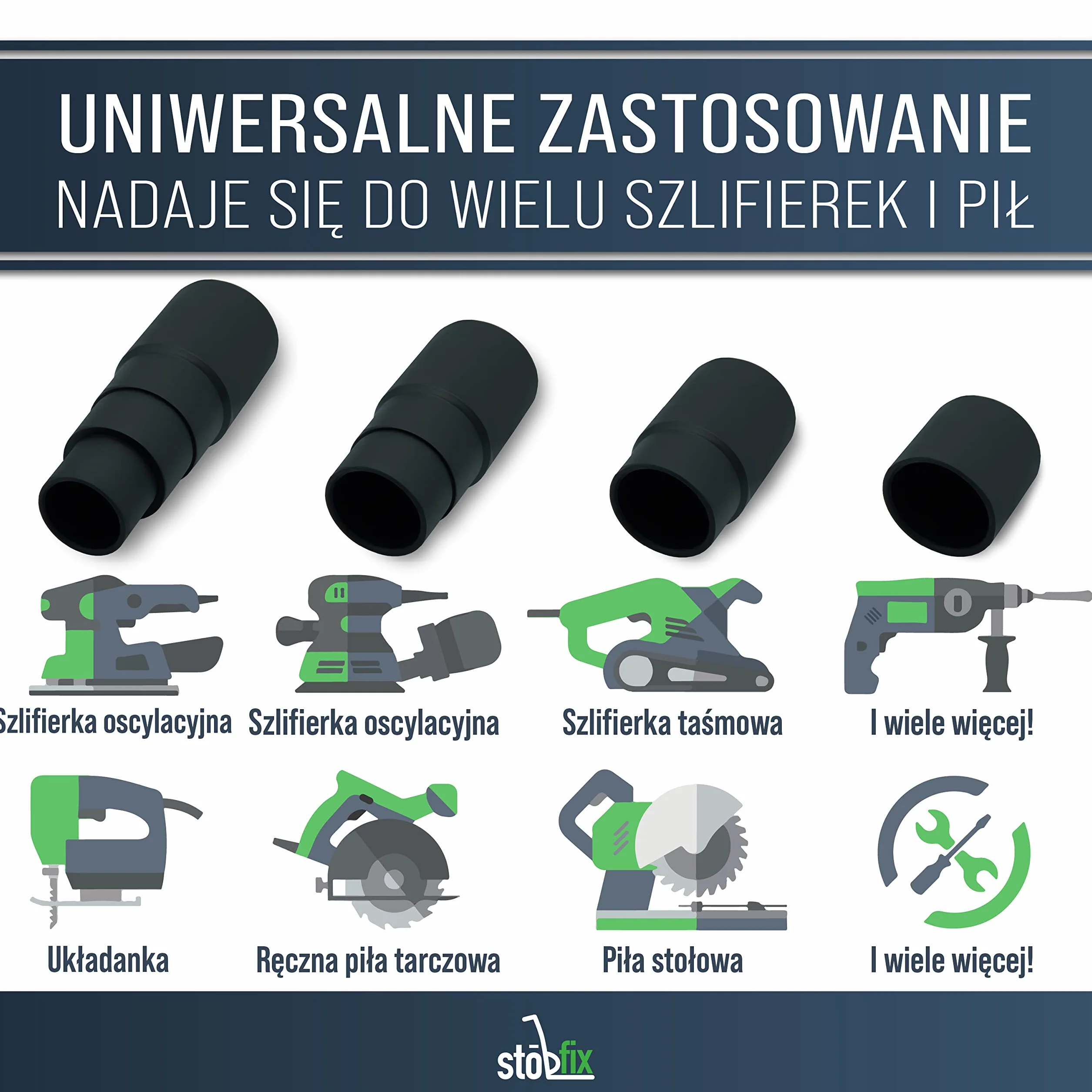 STÖBFIX Adapter Do Węża I Odkurzacza - Zestaw 1 Sztuki, Złączka Redukcyjna Do Uniwersalnego Zastosowania (Bosch, Makita, Kärcher), Zapewnia Czystą Pracy