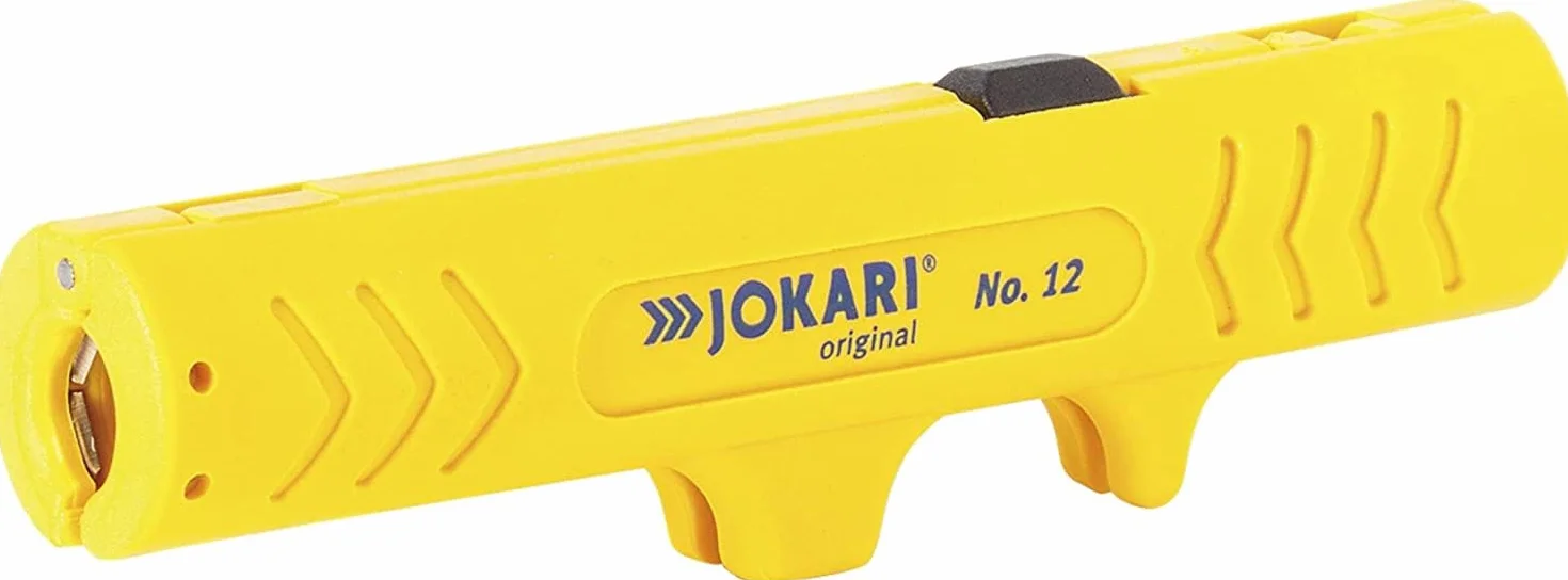 Jokari Zestaw do obróbki kabli (z nożem do kabli nr 28, odkaszarka do kabli nr 12 i szczypce do ściągania izolacji Super 4 Plus, do kabli okrągłych Ø 8-28 mm) 490107