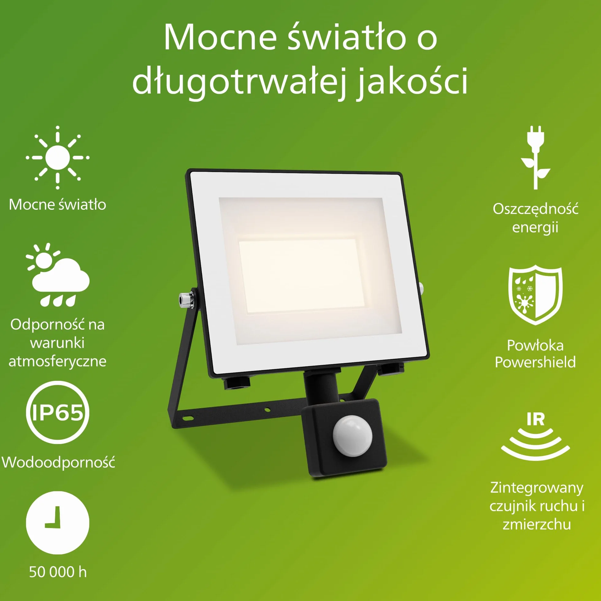 Philips Lois UltraEfficient Zewnętrzna Lampa Floodlight z Czujnikiem, 14 W, 3000 K, Antracytowa