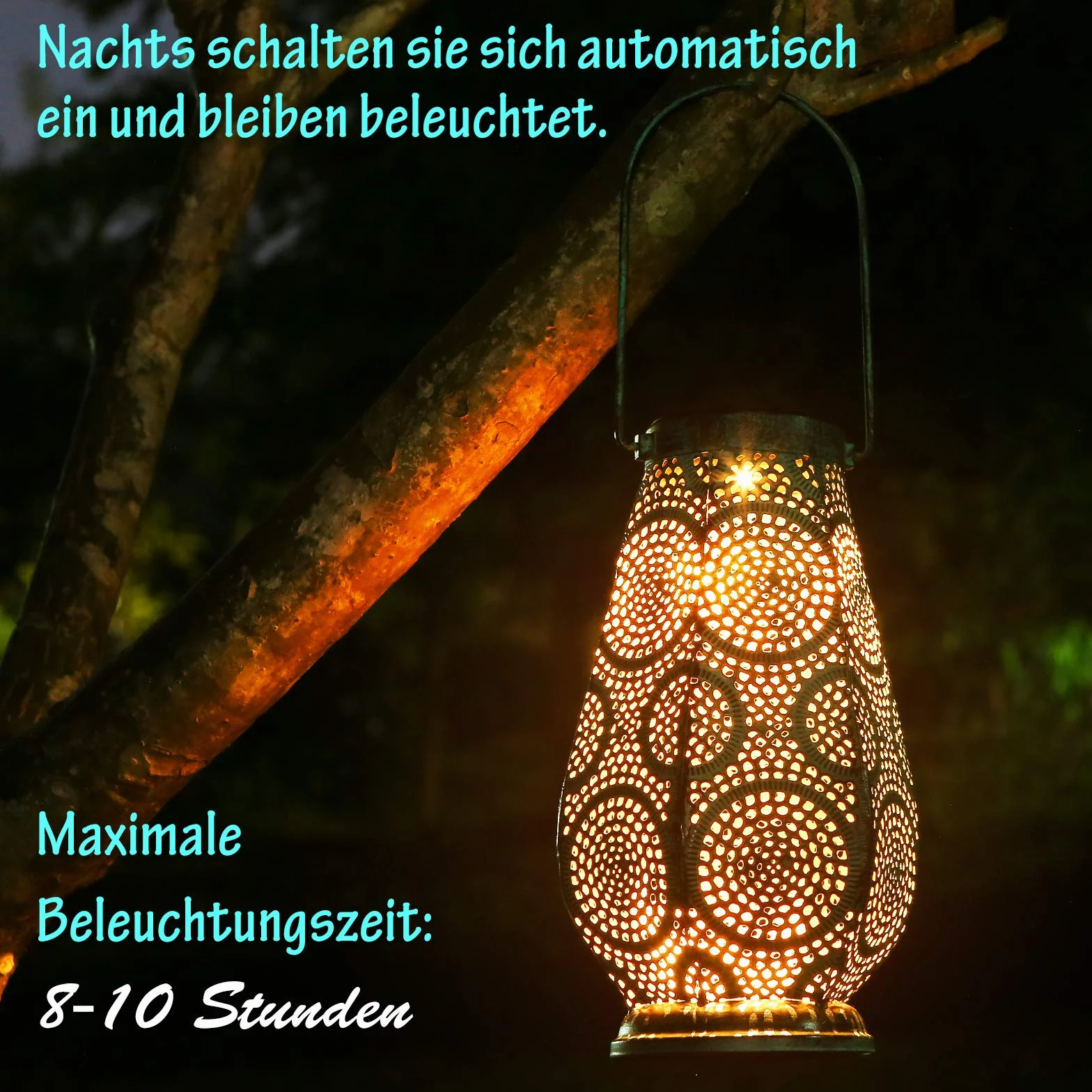 JOYCREATORsolarny duża, metalowa lampa do ogrodu, tarasu i balkonu, z IP65, wodoszczelna, idealna na Boże Narodzenie