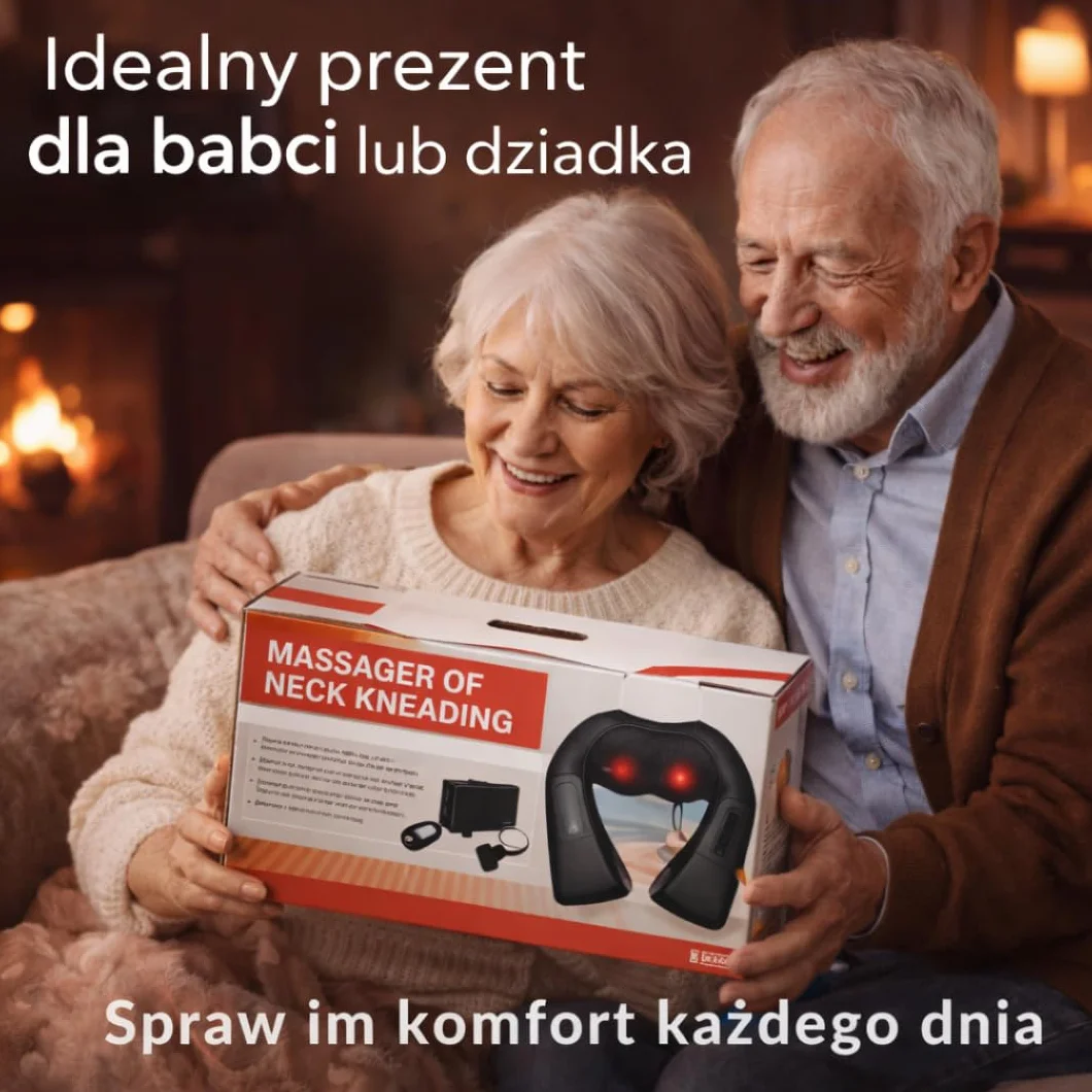 Masażer Shiatsu do Karku i Pleców z Podgrzewaniem – Elektryczny Masażer Ugniatający do Szyi, Ramion i Pleców, Relaks w Domu i Biurze MM Infinity Love