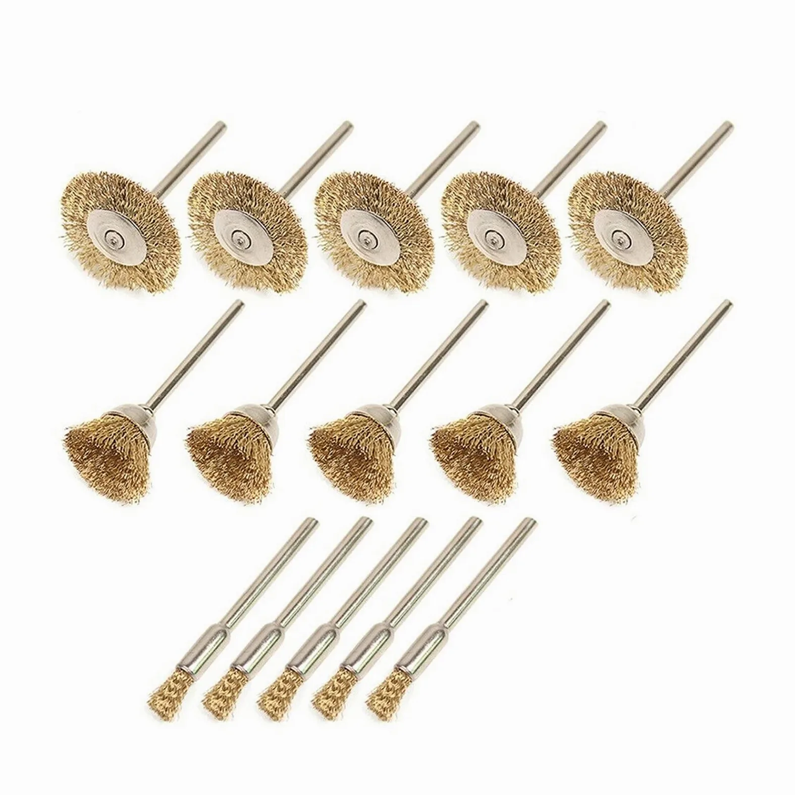 Szczotka druciana T-Shaped Brass Wire Brushes, for Drills Set,15pcs 15mm Pencil Cup Rotary Tool for Metal Removal Polishing Weld