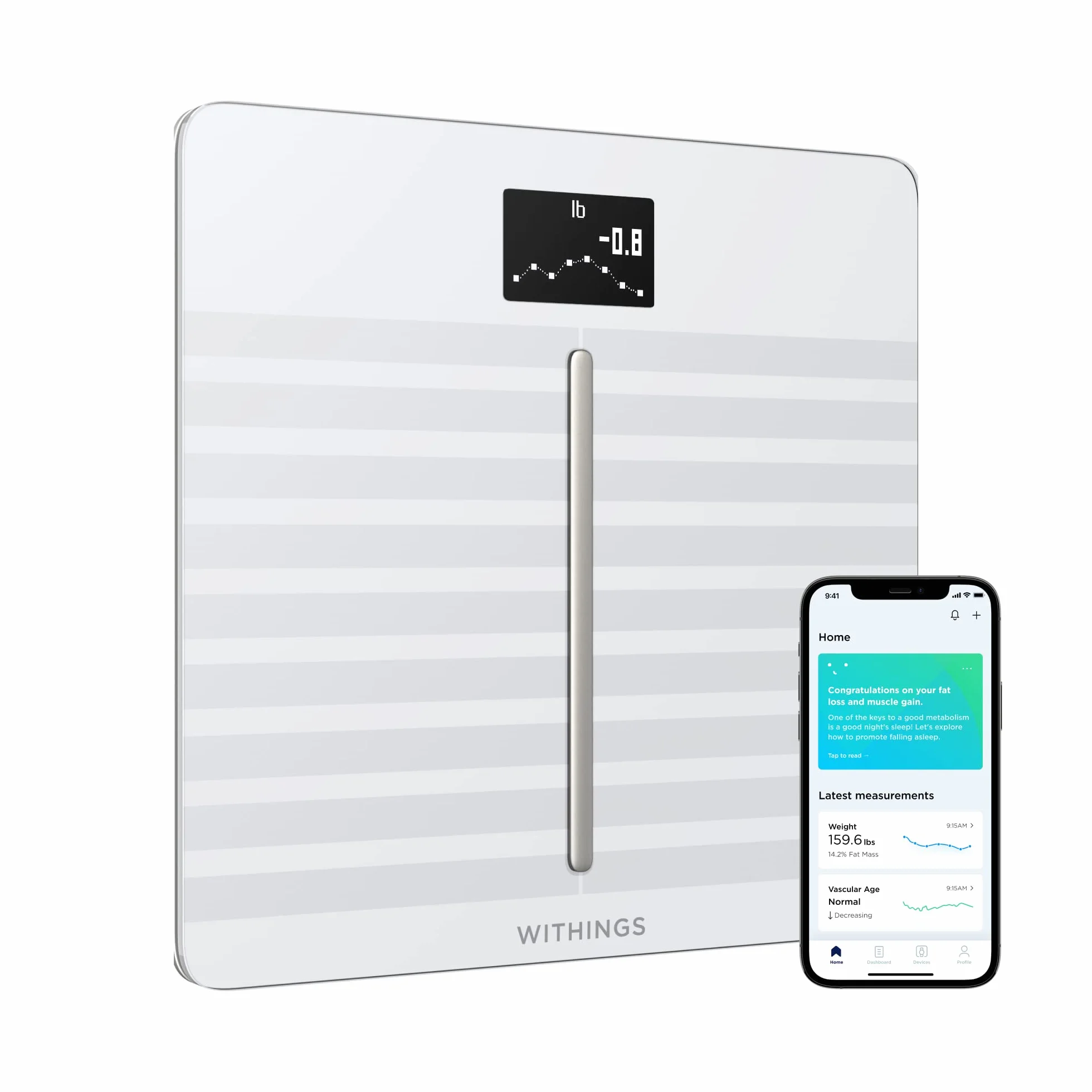 Withings Body Cardio – Premium WLAN Smart waga z funkcją składu ciała, pomiar tętna, BMI, tkanki tłuszczowej, masy mięśniowej, zawartości wody, cyfrowa waga tkanki tłuszczowej