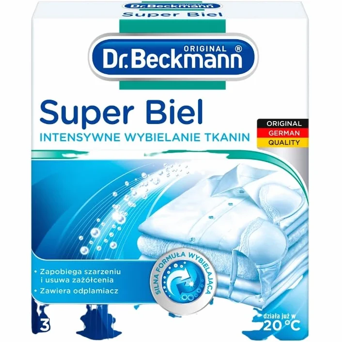 Dr Beckmann Wybielacz do Tkanin Super Biel 3x40g