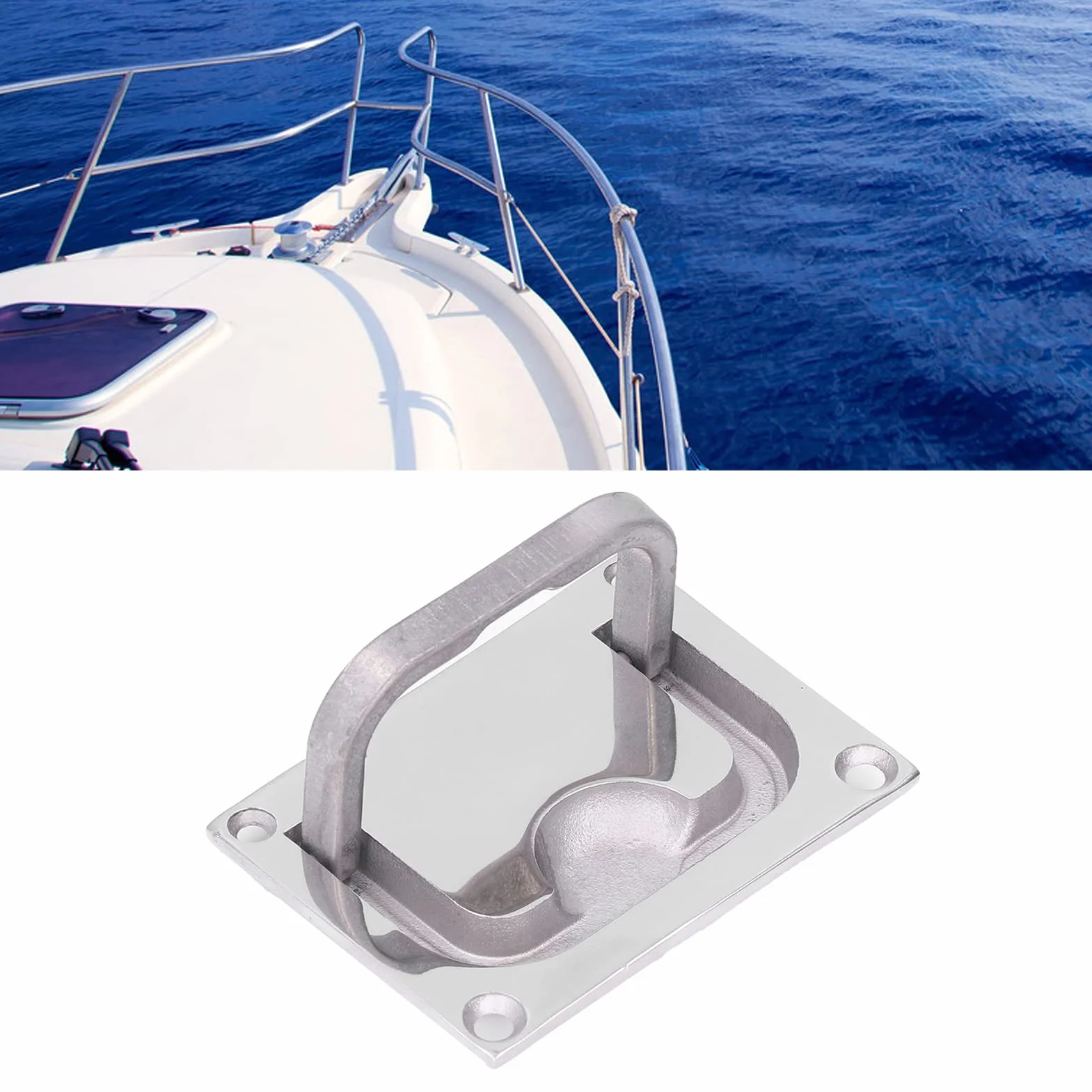 Marine 316 ze Stali Nierdzewnej Kwadratowy pierścień do łodzi Właz Pull Flush Lift Uchwyt Pokrywy Pokładu do Statków i Drzwi Wejściowych (96 * 69mm)