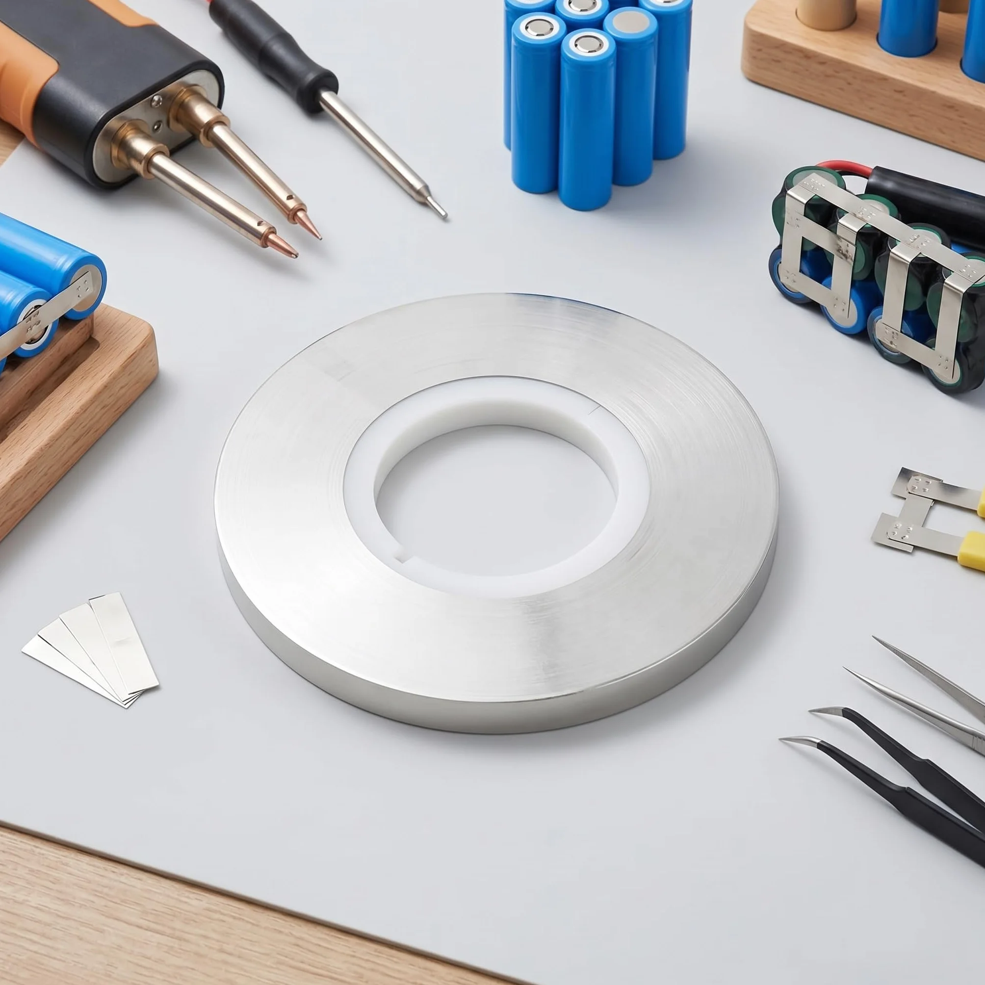Pasek z czystego niklu - 0,12 mm, lutowana 1 kg, niklowana taśma do lutowania baterii Li-Po, akumulator NiMh NiCd, akumulator i zgrzewanie punktowe (0,12 x 7 mm)