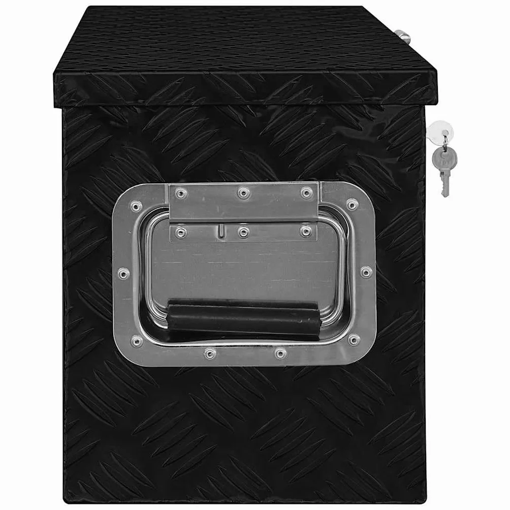 Aluminiowa skrzynka trapezowa, 70 x 24 x 42 cm, srebrna, lekka skrzynka narzędziowa z aluminium z systemem zamykania do warsztatu, garażu, gospodarstwa domowego, na plac budowy