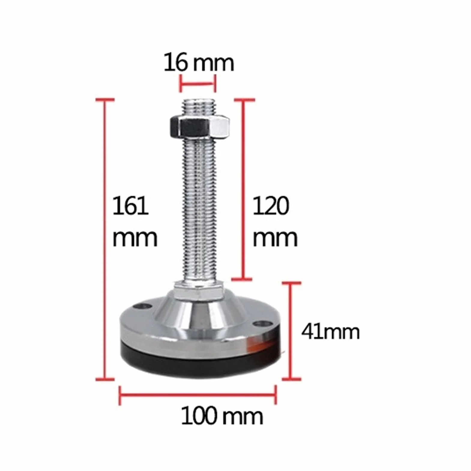4 szt. Stopki poziomujące ze stali czarnej gumy, śruba odporna na wstrząsy o średnicy 16 mm do stołu warsztatowego maszyny(D120*16 * 150mm)