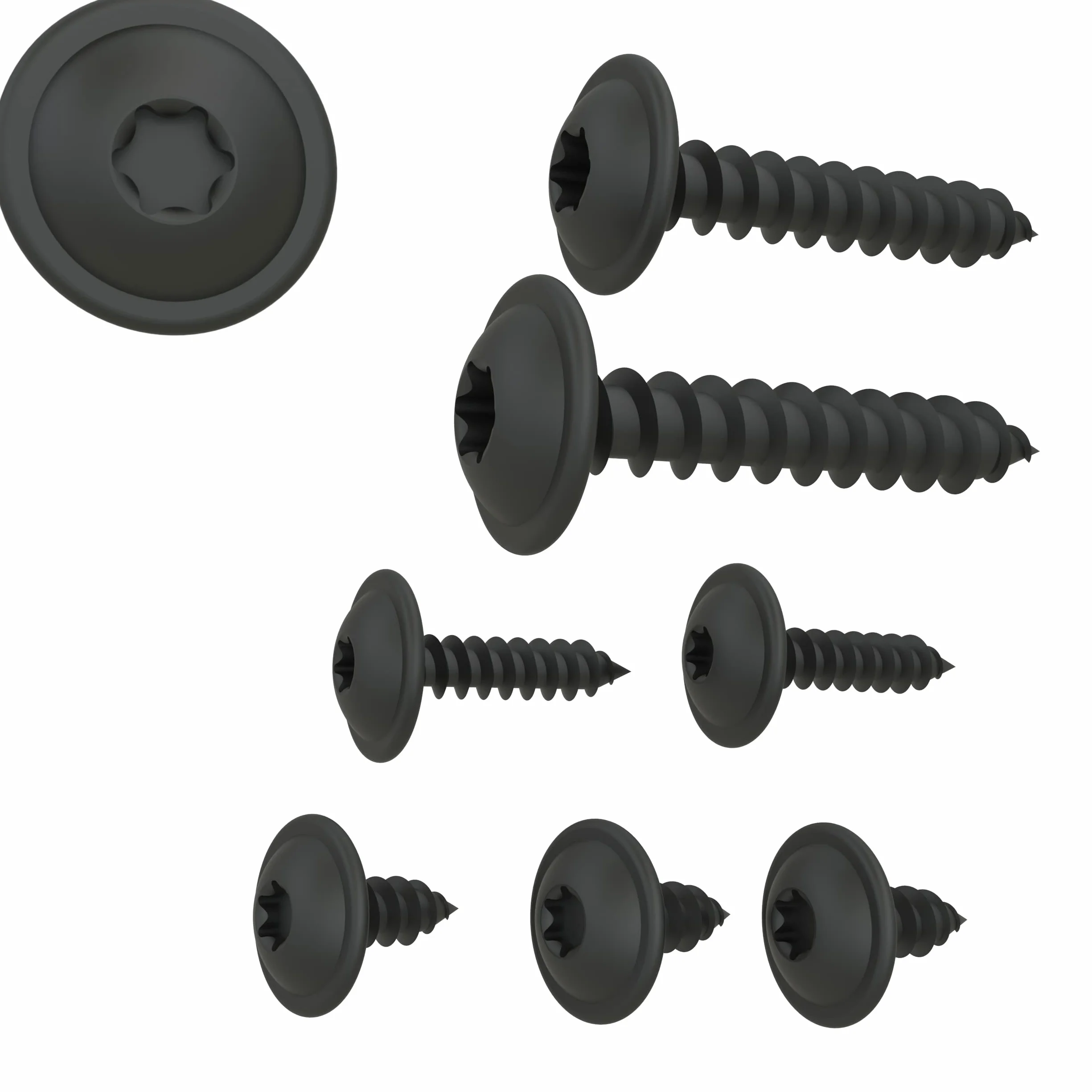 AUPROTEC 100x śruba TORX, wkręt TORX do blach 4,2 x 32 mm łeb płaski, czarny ocynkowany DIN 7049 4,2 x 32 mm, 100 sztuk
