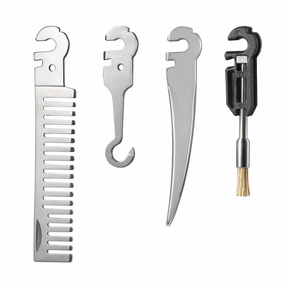 Roxon FT08 Zbuduj własne narzędzie wielofunkcyjne Akcesoria do Flex Multitool (w zestawie 4 sztuki: grzebień, kolec marlina, mini szczotka, haczyk) Dobre na zewnątrz i podczas kempingu