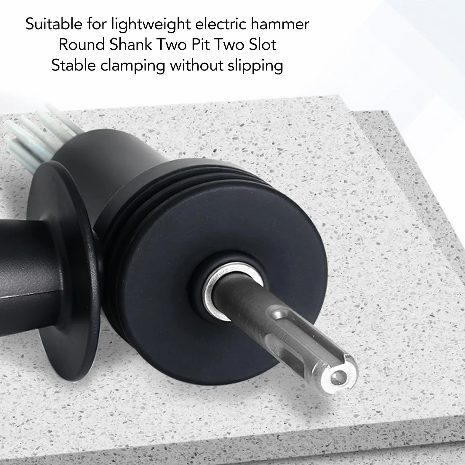 Ejoyous Elektryczny Adapter do Skalera Igłowego, Stalowy trzpień Okrągły, Dwuwgłębieniowy, Dwuszczelinowy, Elektryczny Młotek Nasadka do Skalowania Igłowego Usuwania Rdzy, Dłut