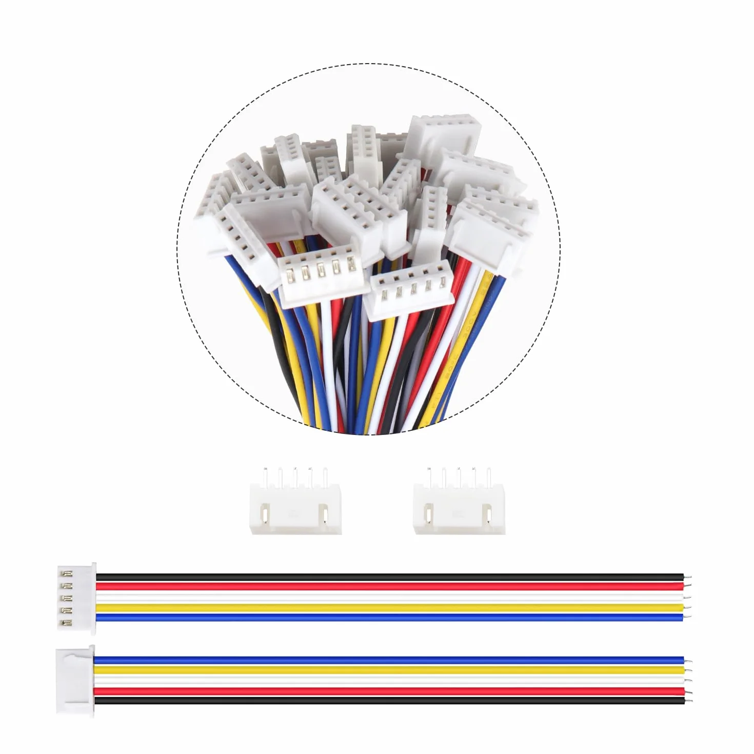 20 Par 5-Pinowych Złączy JST 2.54 XH, Mini Micro 5-Pinowe Złącze Męskie JST z Kablem 150mm 22AWG i Złączem Żeńskim