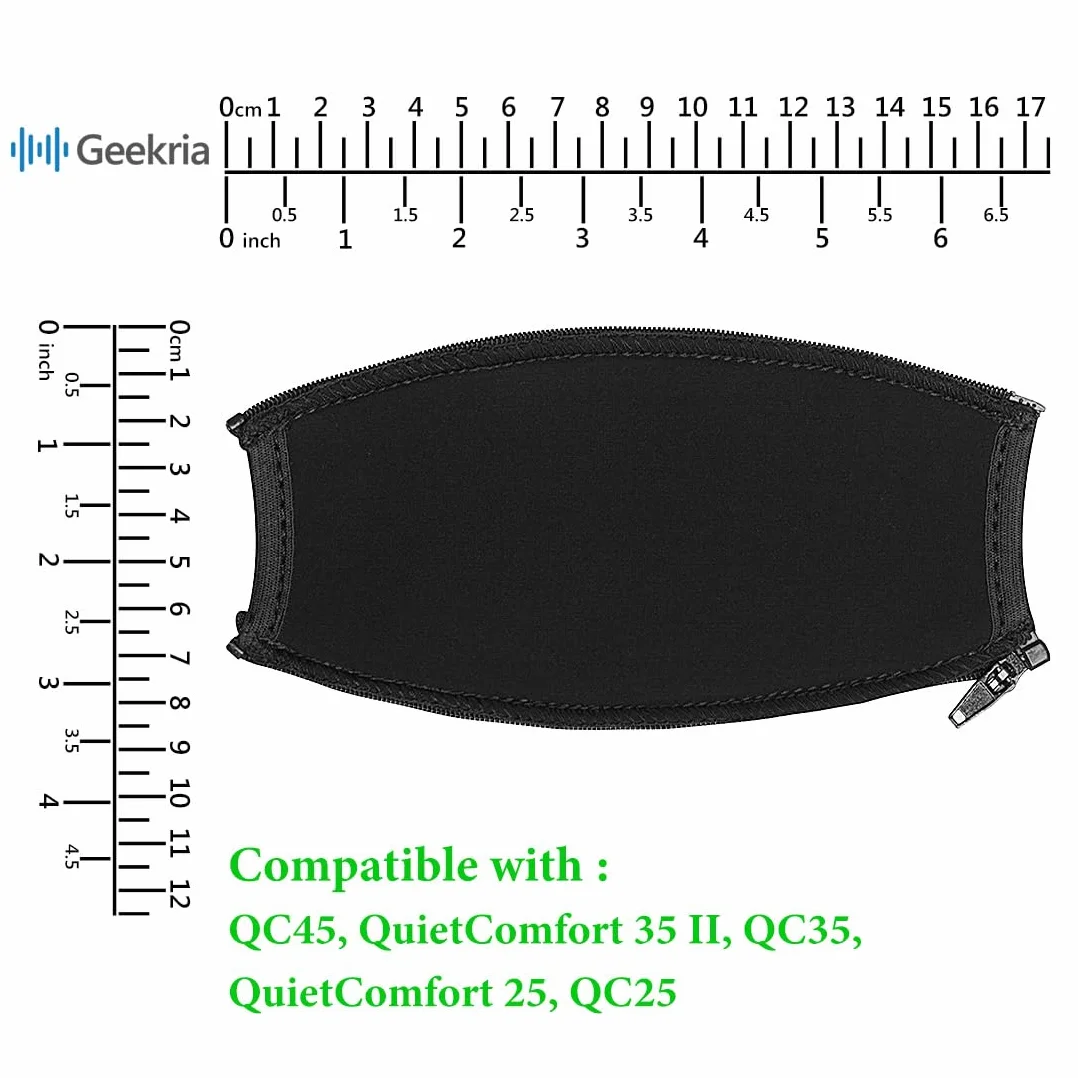 Geekria elastyczna pokrywa pałąka z tkaniny kompatybilna z Bose QC45 QuietComfort 35II/QC35/QC25, zamiennik/naprawa, osłona na pot, prosta instalacja DIY (Czarny)