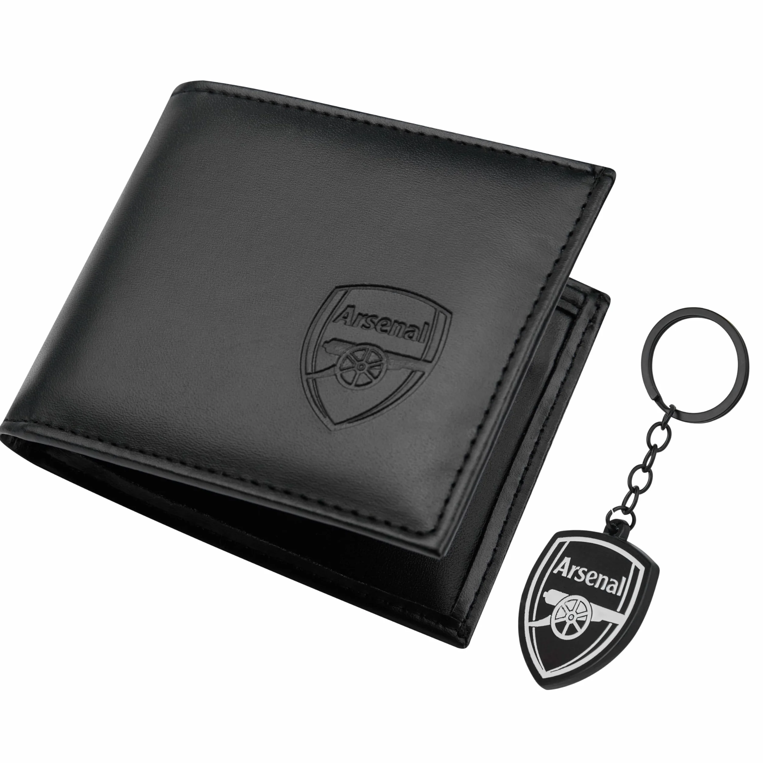 Arsenal F.C. Zestaw akcesoriów do portfela dla fanów sportu z przegródkami na karty i kieszenią na monety, sprzęt kibica, prezenty piłkarskie dla mężczyzn