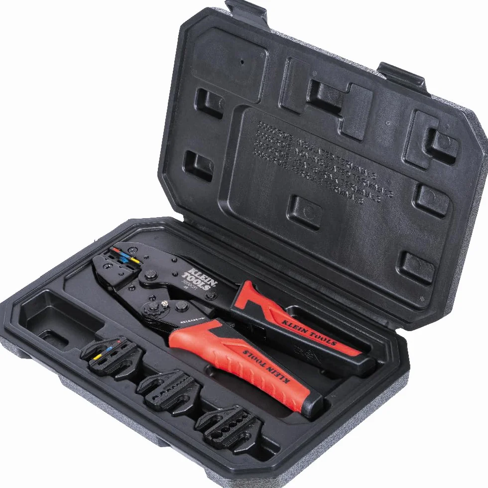 Klein Tools 3000CRKIT Zestaw narzędzi do zaciskania z grzechotką, (4) wymienne matryce do złączy termokurczliwych, nieizolowanych, izolowanych i tulejkowych