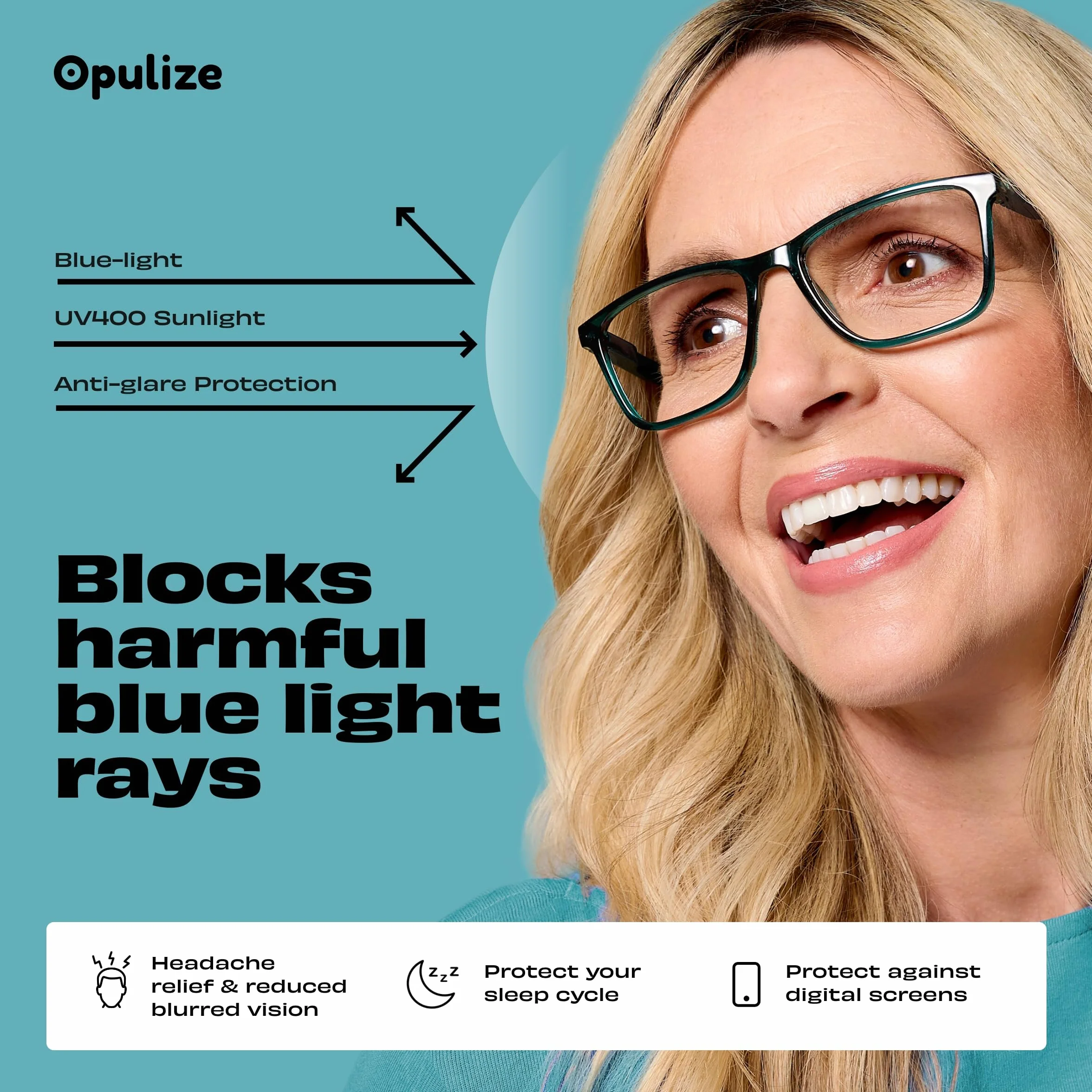 OPULIZE Okulary NYX blokujące niebieskie światło - antyodblaskowe okulary do komputera i gier - ochrona przed promieniowaniem UV i zmęczeniem oczu - prostokątna oprawka - przezroczyste - dla mężczyzn