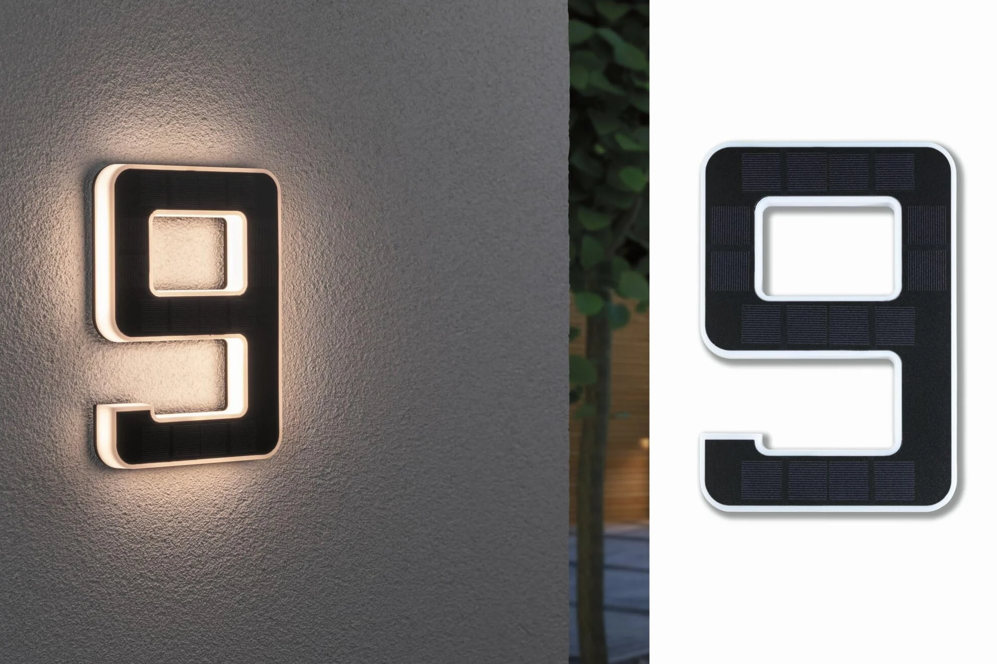Paulmann 79850 LED solarny nr domu 9 IP44 ciepłobiały 0,2 W czarna lampa solarna 3000 K