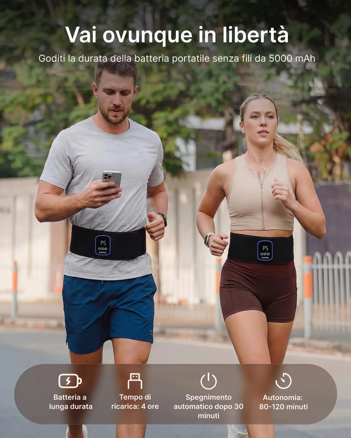 RENPHO Czerwony pasek świetlny, bezprzewodowa poduszka na podczerwień z diodami LED 3 w 1 (660nm i 850nm), 5 poziomów światła i 3 tryby wibracji dla pleców, talii i nóg, z zegarem i wysuwanym paskiem