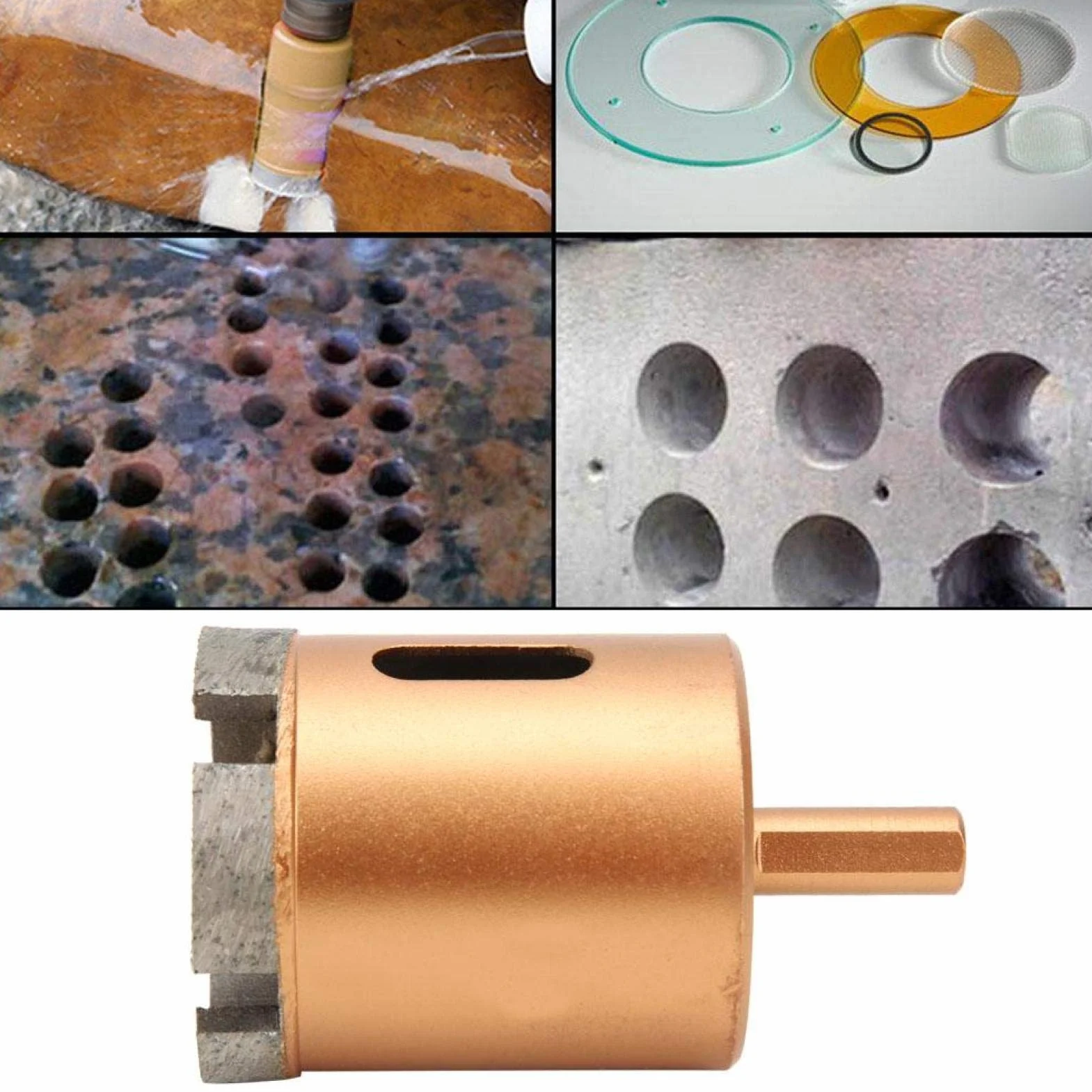 Wiertła diamentowe, 40-60mm trzpień trójkątny otwornice z rdzeniem pustym do wiercenia w płytkach, betonie, cegle, szkle, marmurze i ceramice (50mm)