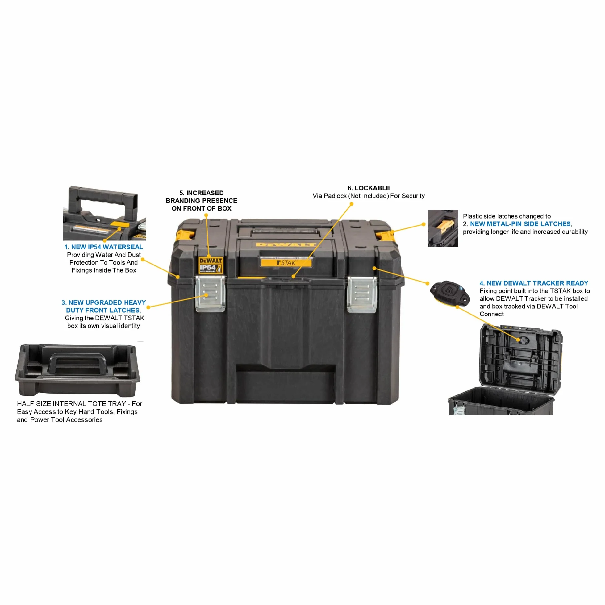 Dewalt Tstak 2.0 Walizka Systemowa, Czarny/Żółty, 44 x 30 x 38 cm