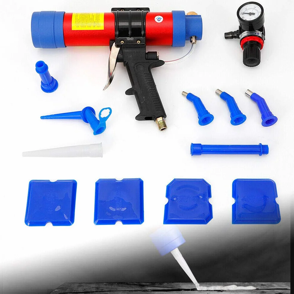 Pistolet na kartusz, 310 ml, pneumatyczny pistolet do klejenia na szkło, pistolet silikonowy, 230 x 300 mm, dozownik kartuszy do budynków i przemysłu