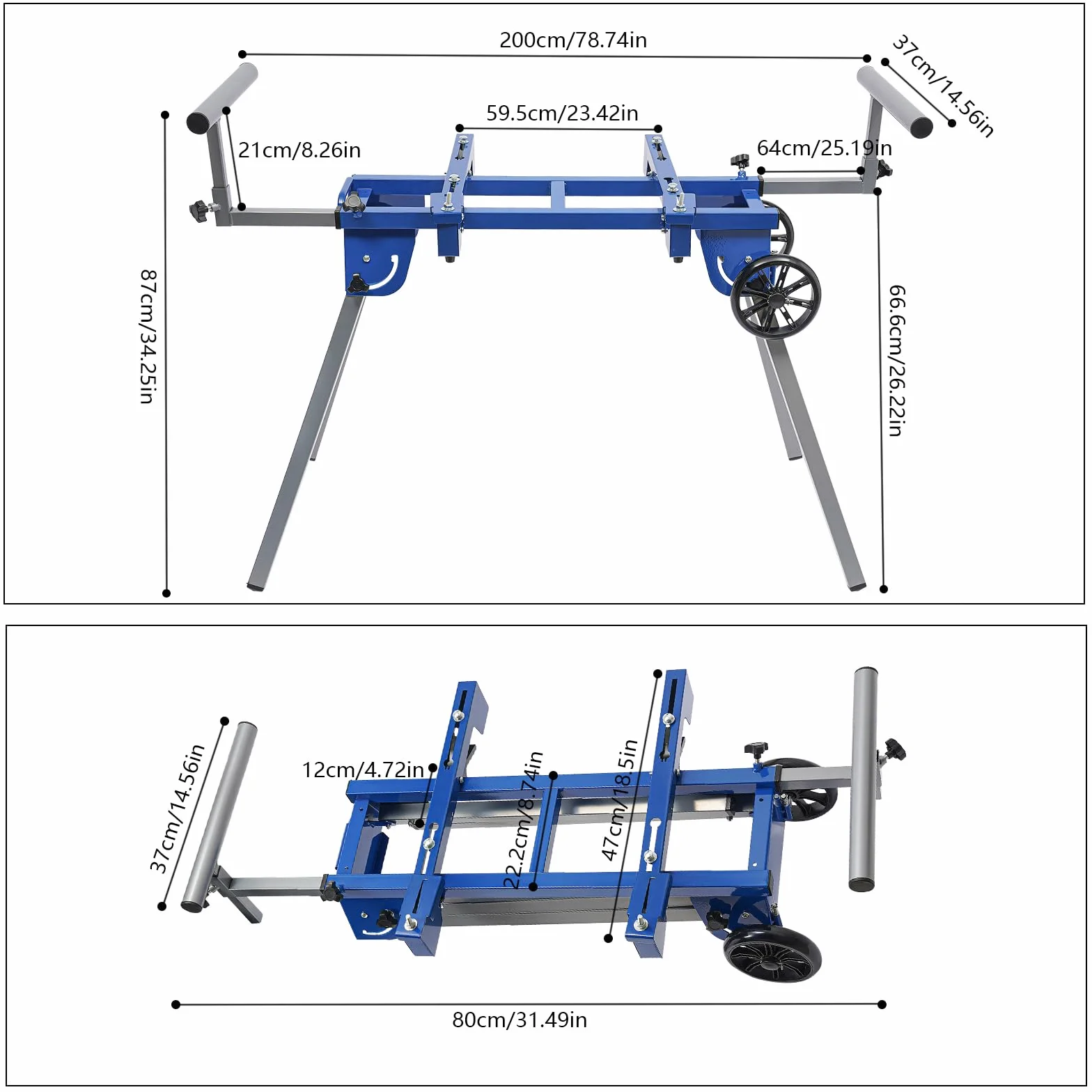 Podstawa stołu roboczego, podstawa do piły ukośnej, stelaż maszyny, wysokość 870 mm, mobilny stół warsztatowy, stół warsztatowy do piły ukośnej (z kółkami)