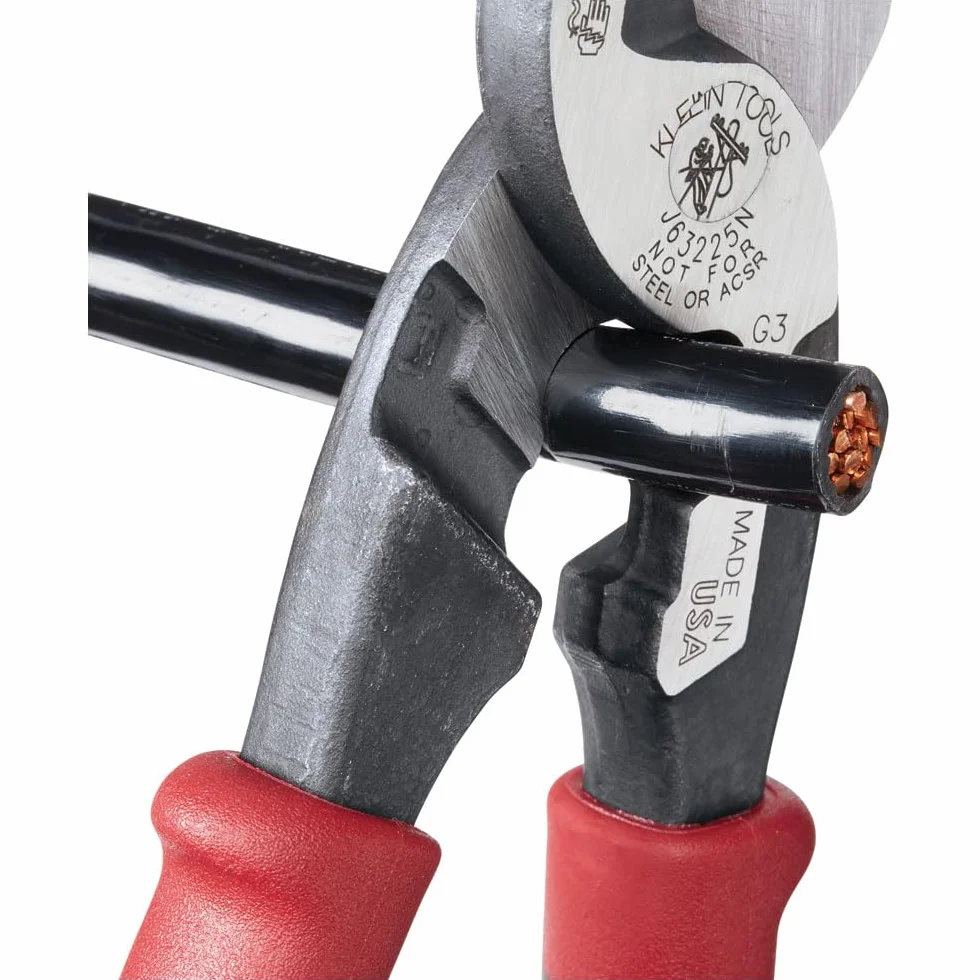 Klein Tools J63225N Journeyman Przecinak do kabli o wysokiej dźwigni i ściągacz do aluminium, miękkiej miedzi i kabli komunikacyjnych