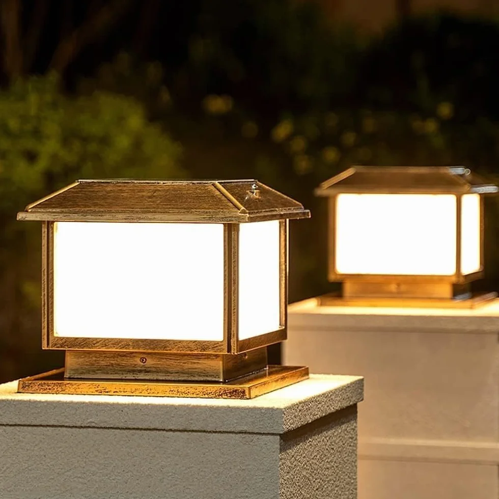 Lampa Słupki Solarne Zewnętrzne Lampy Filarowe Nowoczesne Kolumnowe Wodoodporne Ogrodowe Lampa Ogrodowa Domowa Brama Drzwi Słupek Zewnątrz i Drogę(30cm)
