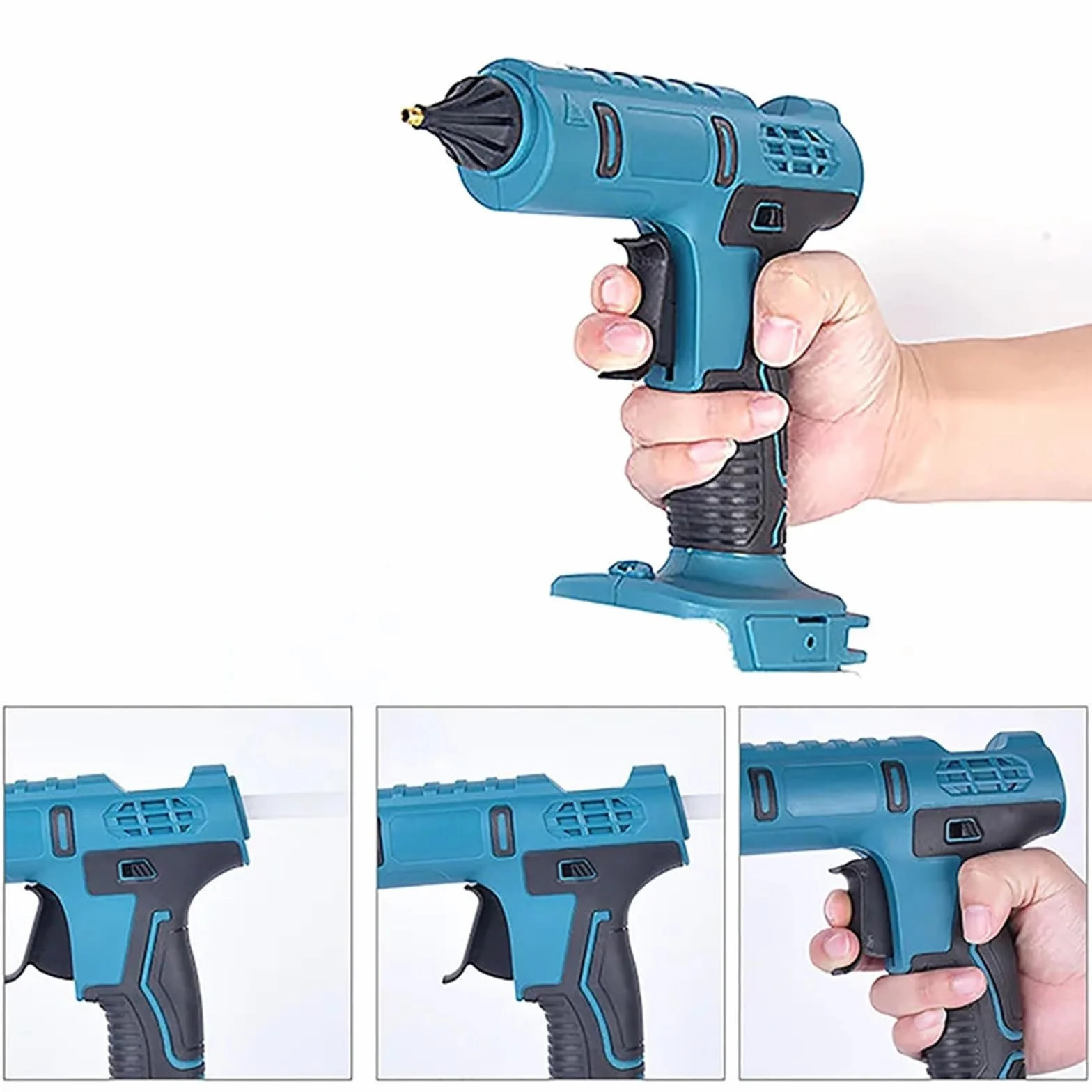 Nowy pistolet do klejenia na gorąco kompatybilny z baterią litową Ma-kita18V bezprzewodowy elektryczny pistolet do klejenia na gorąco z 10 sztuk 11mm kleje w sztyfcie (Size : Without Battery)