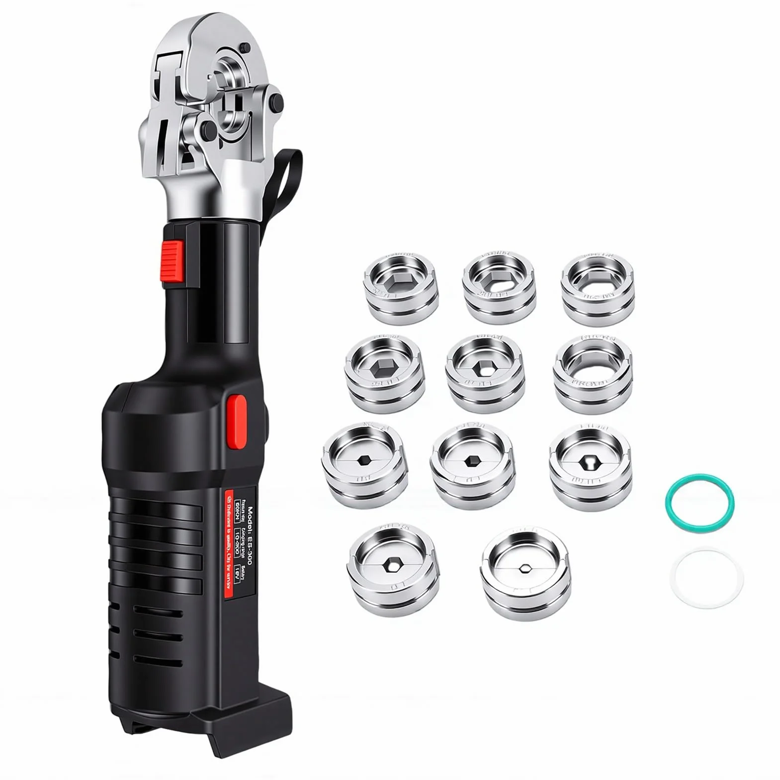 LiebeWH Bezprzewodowe Elektryczne Hydrauliczne Narzędzie do Zaciskania 60 KN, Akumulator 18V, Zaciskarka do Kabli z Wyświetlaczem LED i obrotową głowicą Miedzianych i Aluminiowych