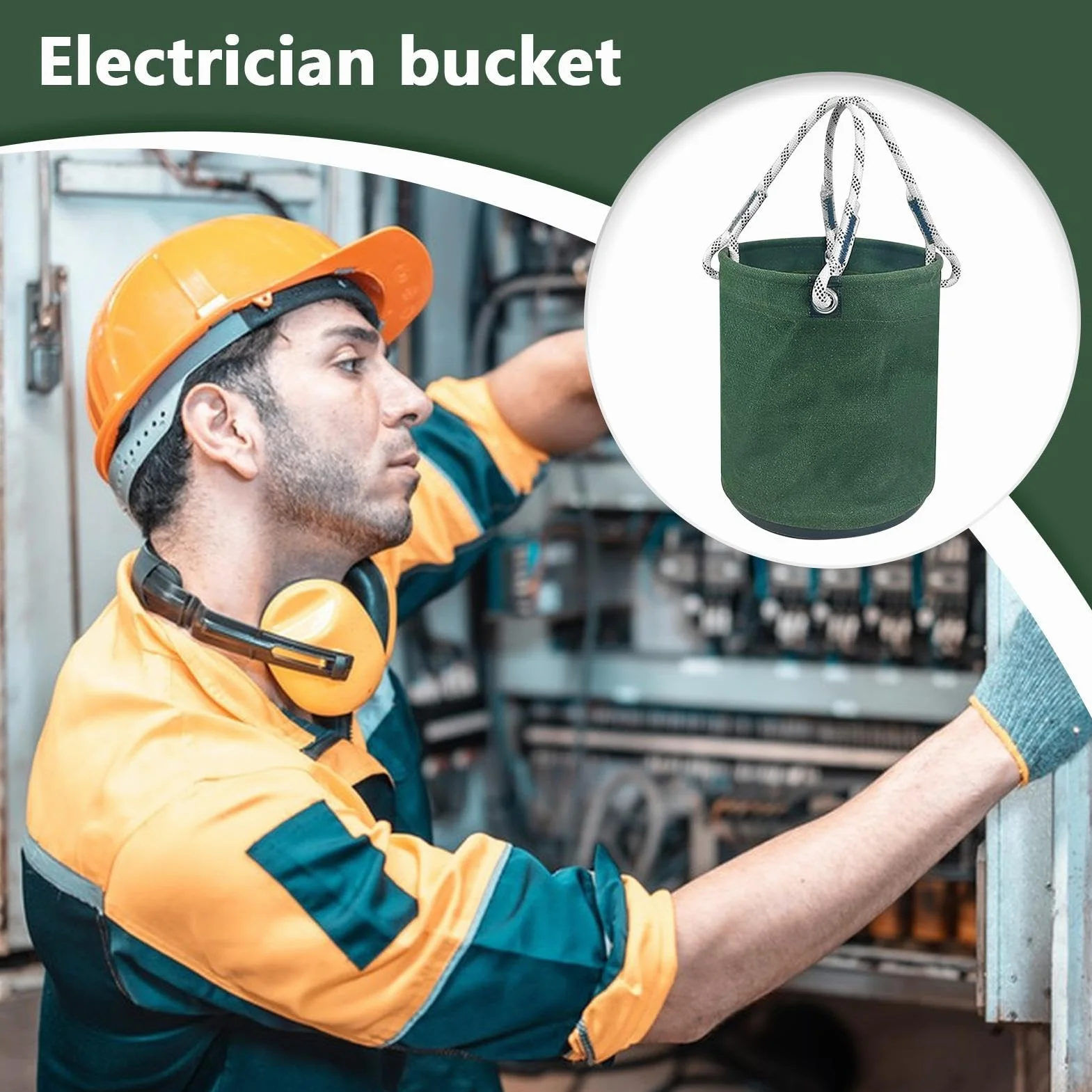 Elektryczny uchwyt na narzędzia, płócienny pojemnik na narzędzia, 11,81 x 15,75 , rozmiar , ciężki magazyn, organizer narzędzi do użytku ogrodniczego, czarny