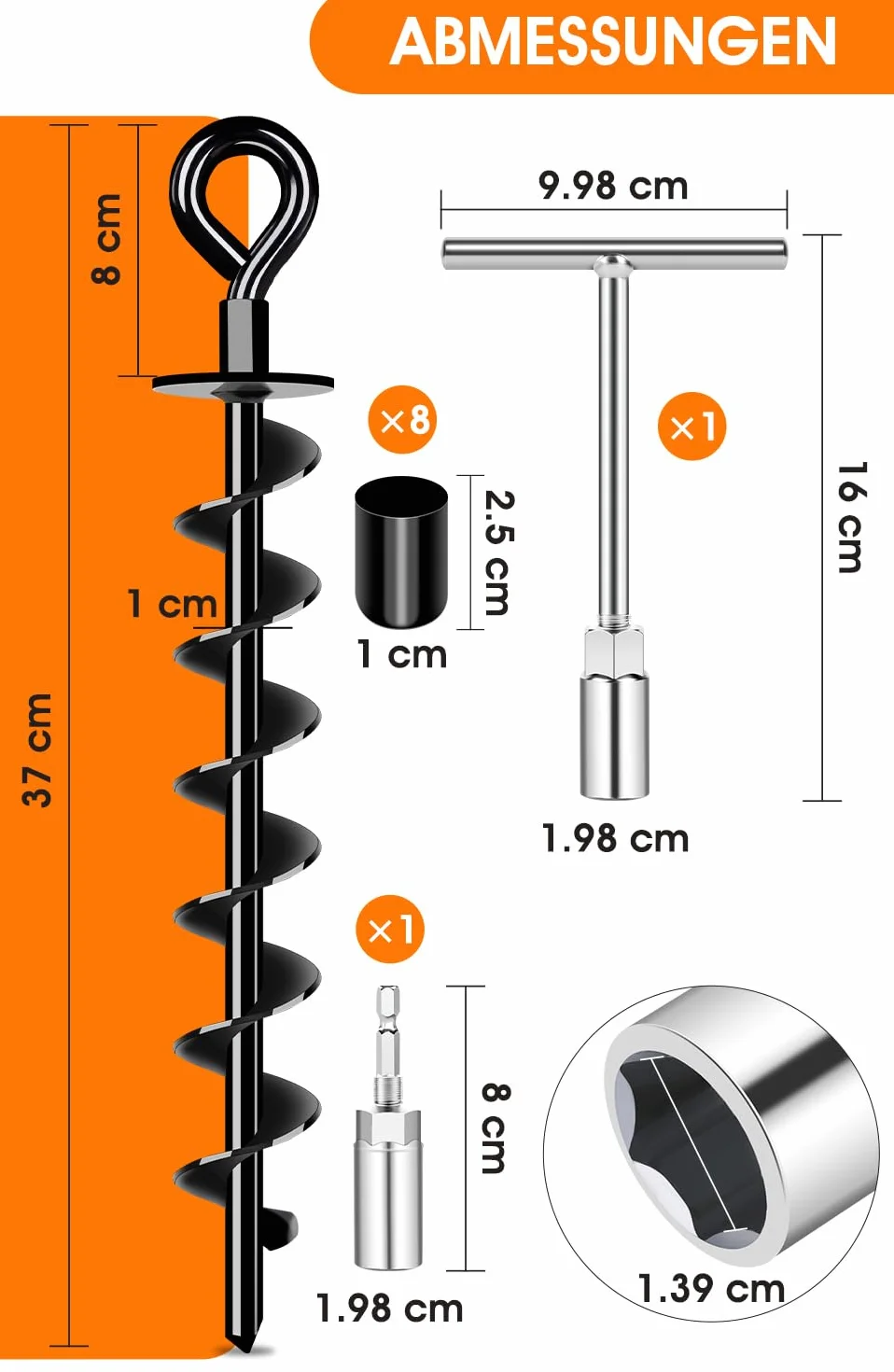 Kotwa gruntowa Heavy Duty 8 zestawów Full&Wide Screw do mocowania trampoliny baldachimu huśtawki