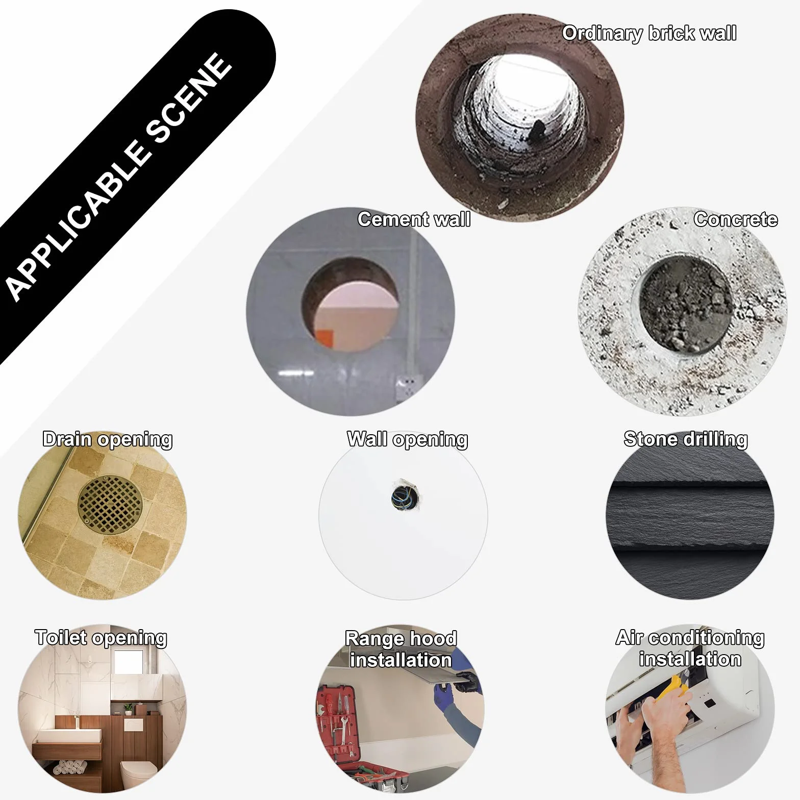CPROSP 1¼" diamentowa Broca De Corona 110mm, długość geograficzna 420 mm, Diamantina para Perforar en Hormigón, Hormigón Armado, Mampostería y Piedra