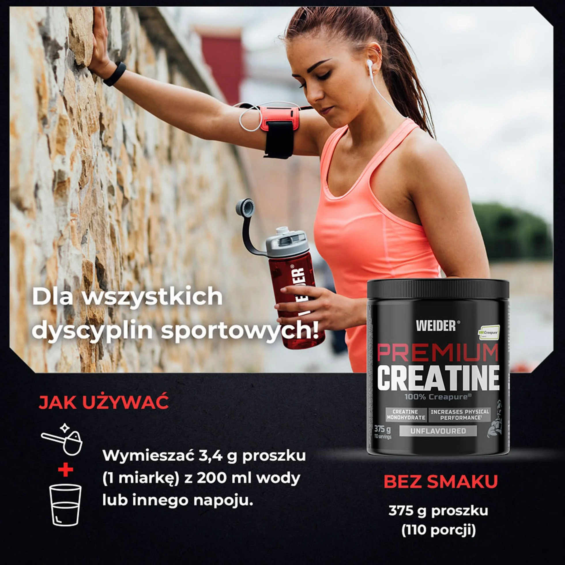 Weider Premium Creatine 375 g Monohydrat Kreatyny Creapure