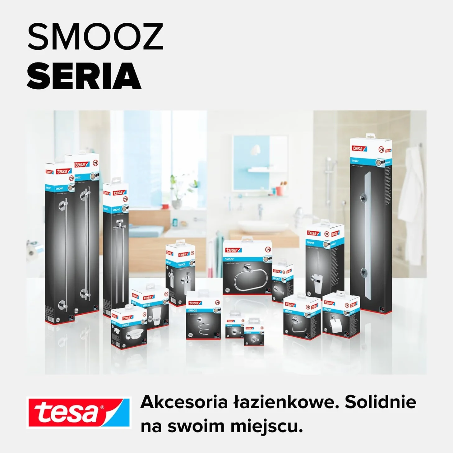 tesa Smooz samoprzylepny dozownik mydła chromowany metal 170x70x126 mm