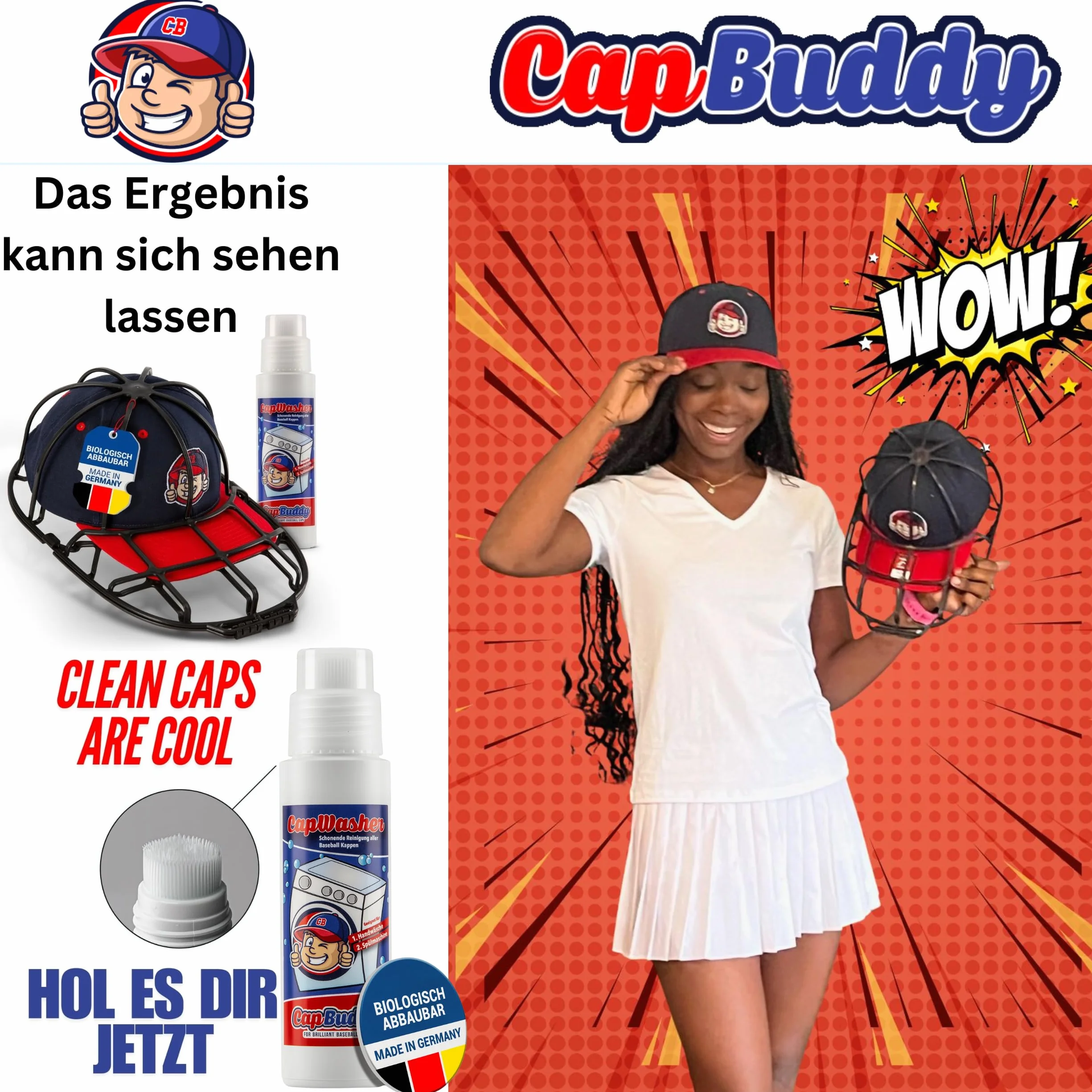 & Cap Washer cudowny środek piorący z głowicą szczotki do mycia w zmywarce, 2 Cap Buddy & 2 Cap Washer, jeden rozmiar
